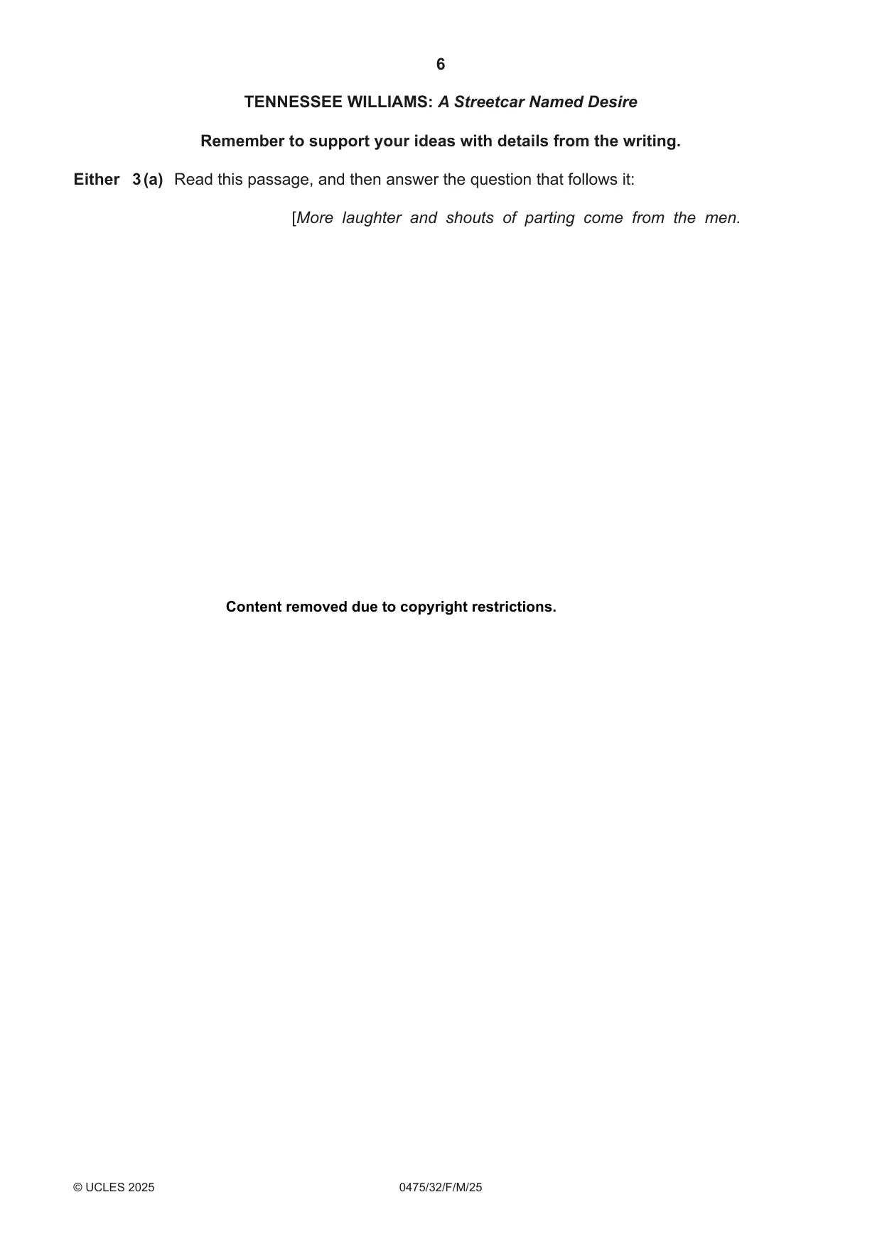 Cambridge IGCSE English - Literature in English 0475 2025 Feb/March Paper 3 · Variant 2 question paper, page 6 of 12