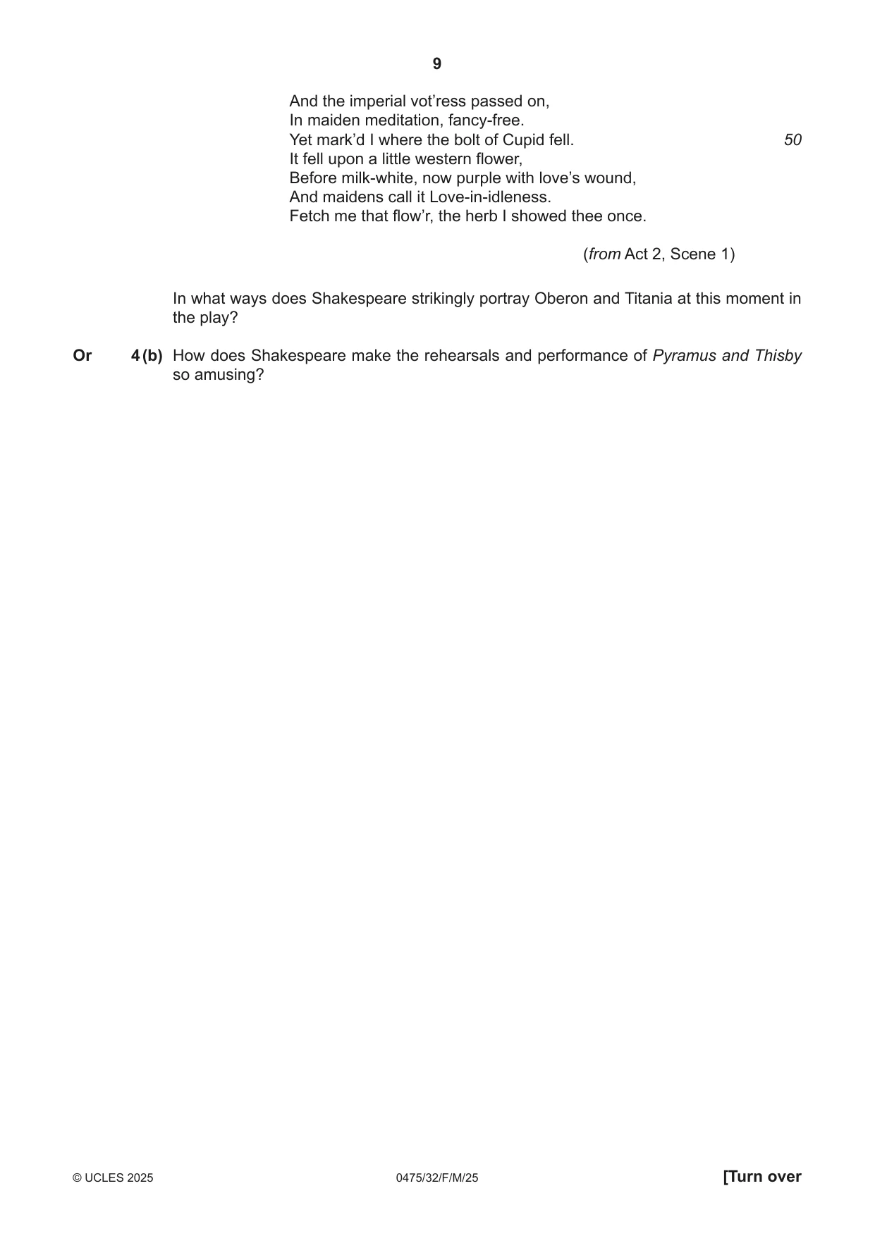 Cambridge IGCSE English - Literature in English 0475 2025 Feb/March Paper 3 · Variant 2 question paper, page 9 of 12