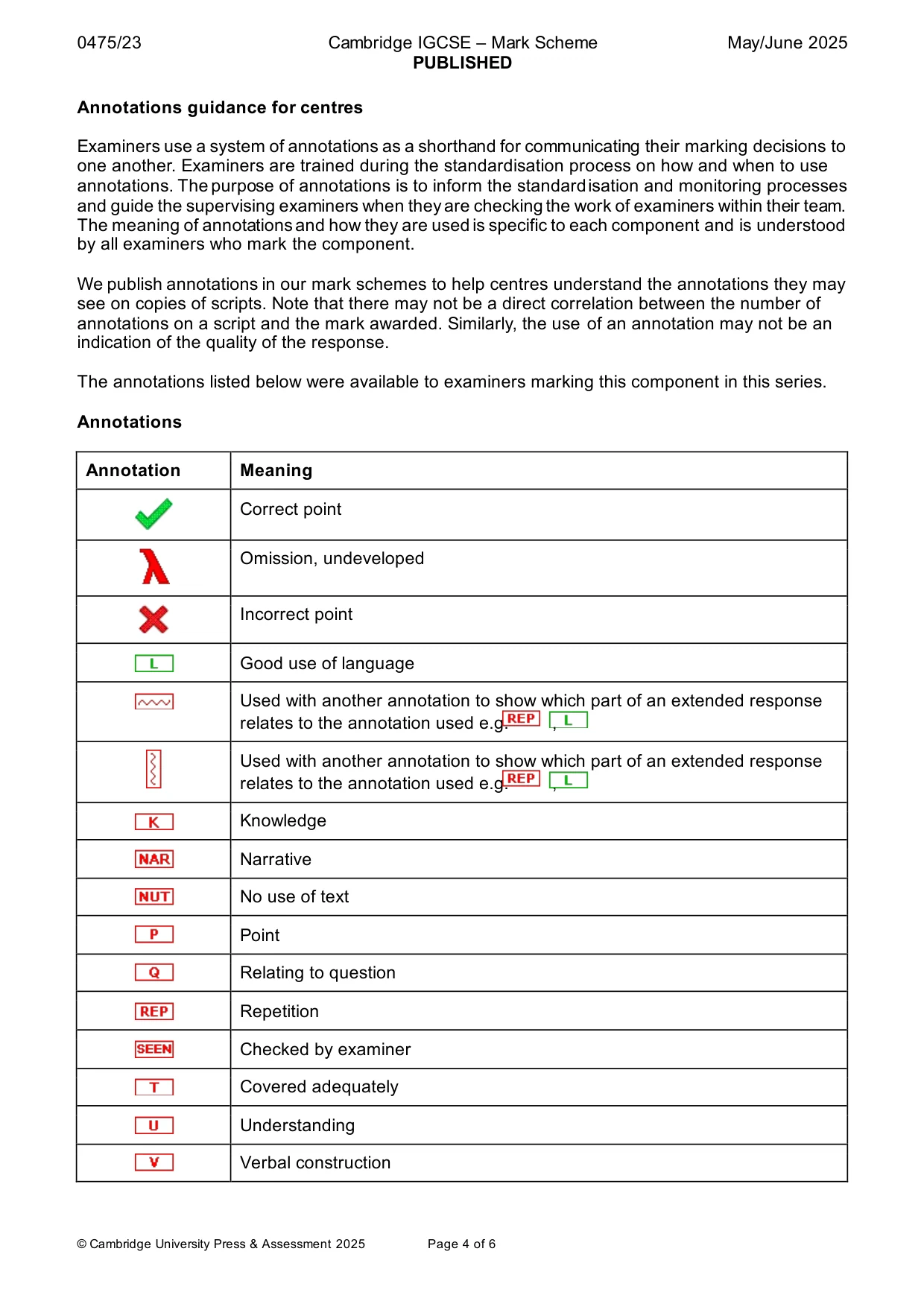 Mark scheme, page 4 of 6