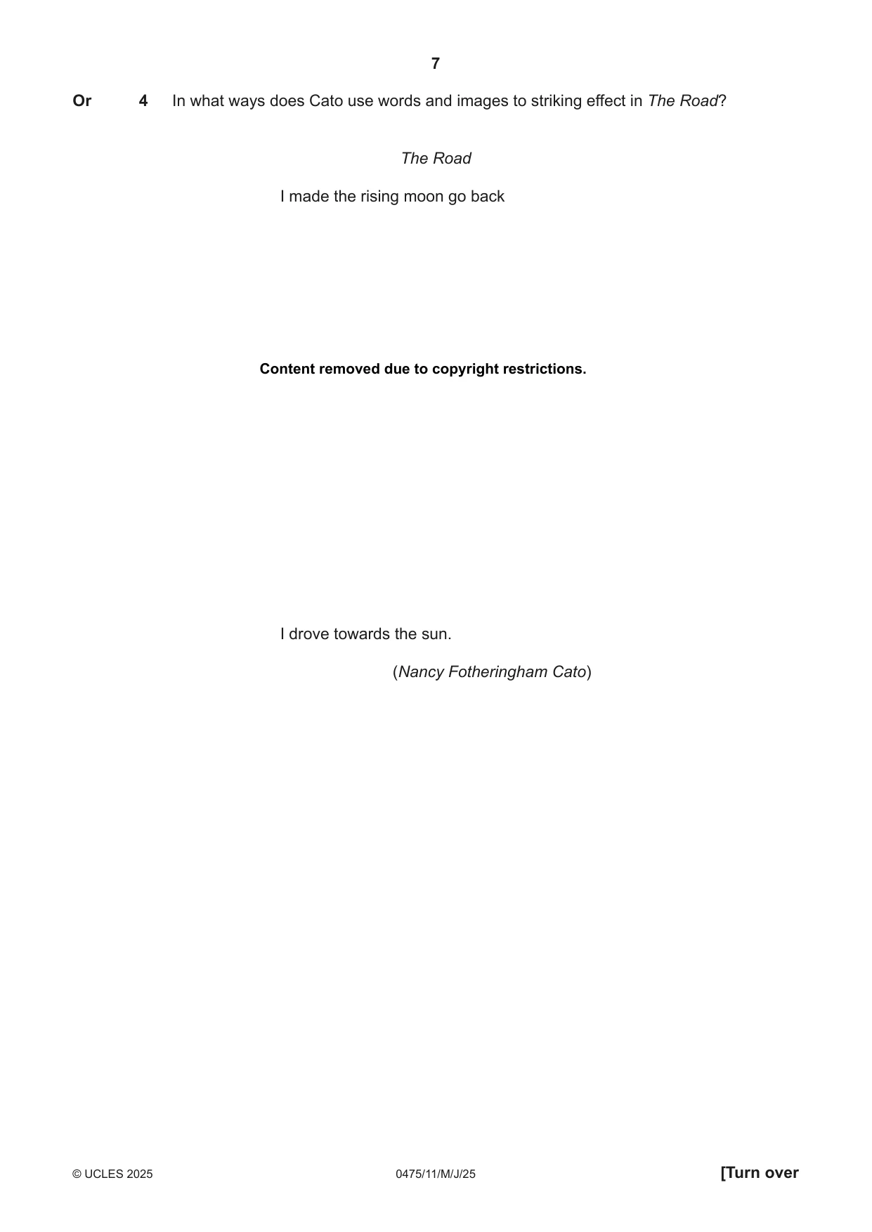 Cambridge IGCSE English - Literature in English 0475 2025 May/June Paper 1 · Variant 1 question paper, page 7 of 28