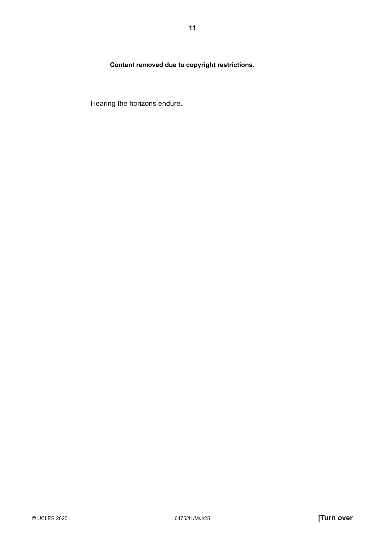 Cambridge IGCSE English - Literature in English 0475 2025 May/June Paper 1 · Variant 1 question paper, page 11 of 28