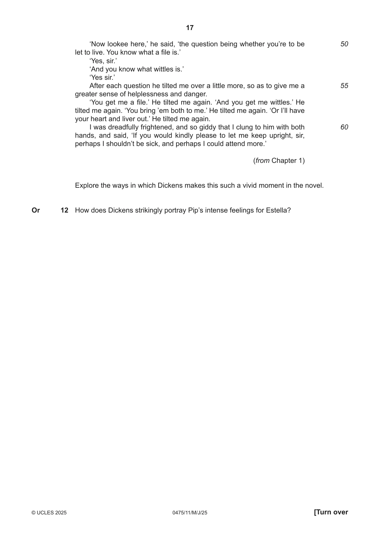 Cambridge IGCSE English - Literature in English 0475 2025 May/June Paper 1 · Variant 1 question paper, page 17 of 28