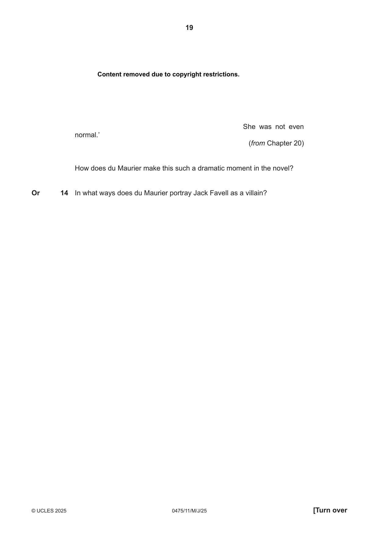 Cambridge IGCSE English - Literature in English 0475 2025 May/June Paper 1 · Variant 1 question paper, page 19 of 28
