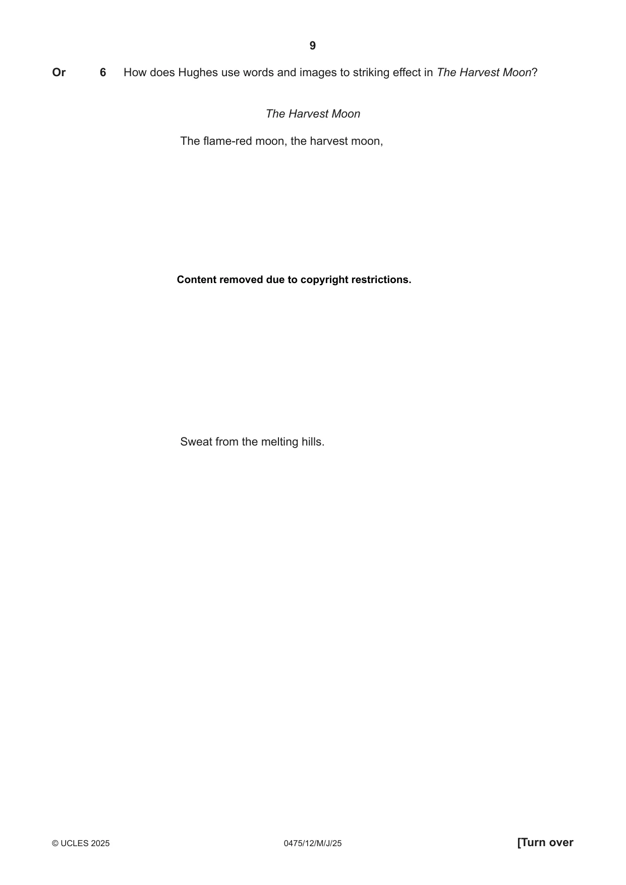Cambridge IGCSE English - Literature in English 0475 2025 May/June Paper 1 · Variant 2 question paper, page 9 of 28