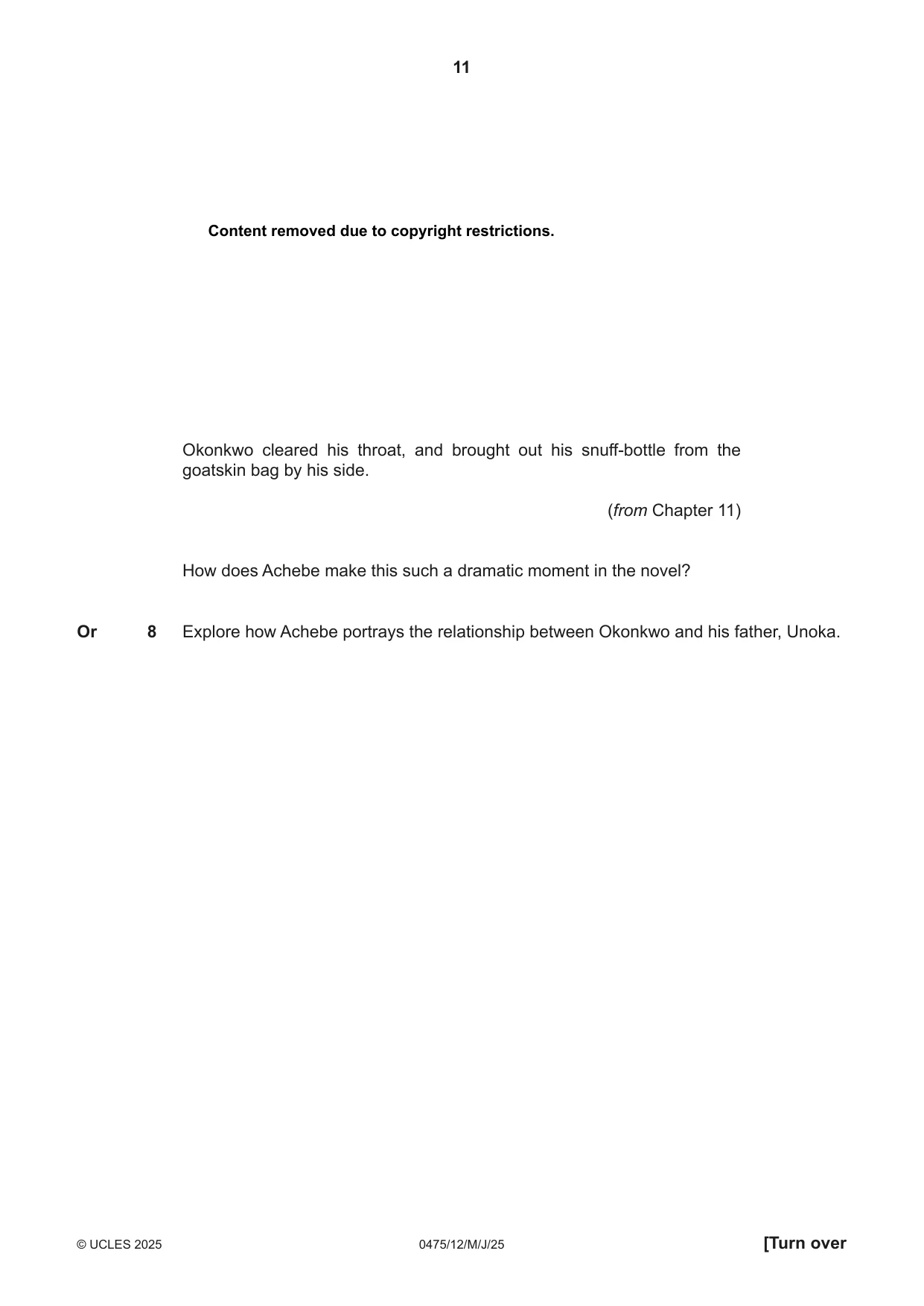 Cambridge IGCSE English - Literature in English 0475 2025 May/June Paper 1 · Variant 2 question paper, page 11 of 28