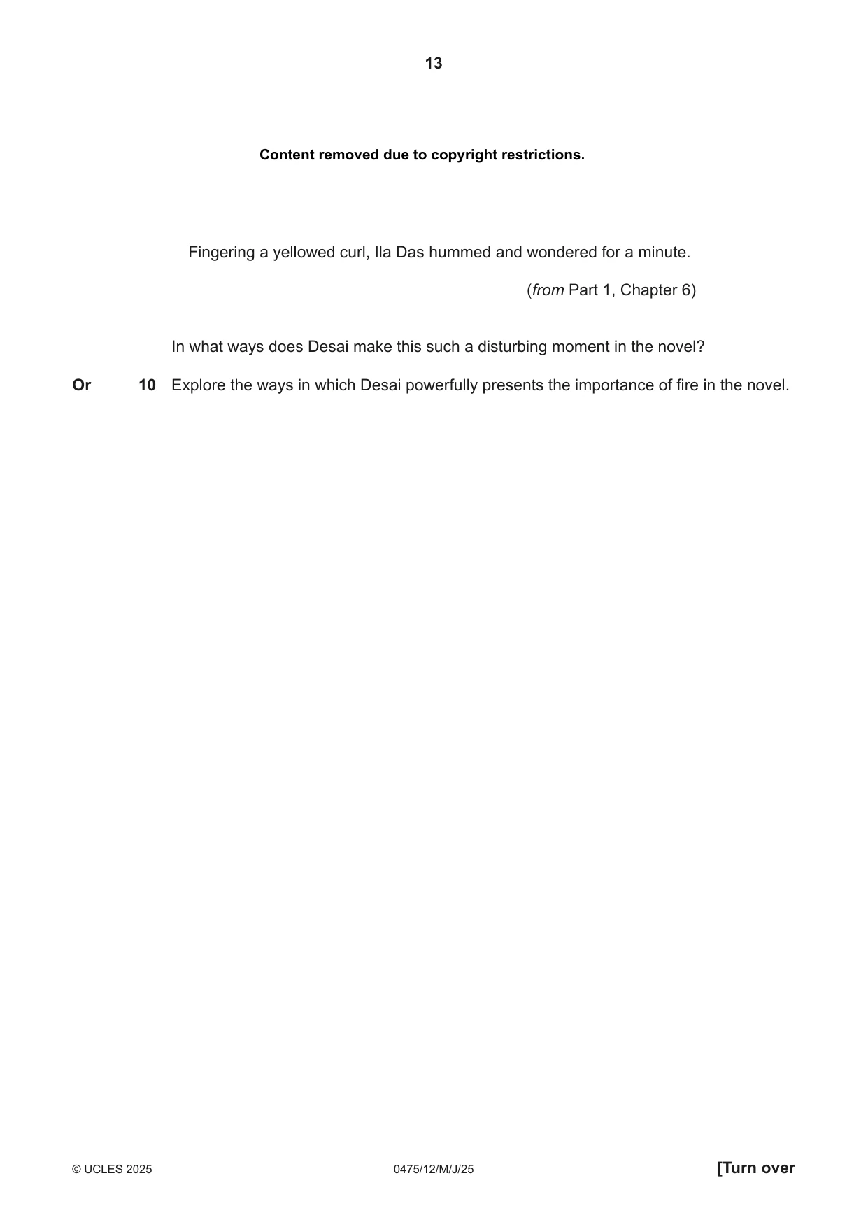 Cambridge IGCSE English - Literature in English 0475 2025 May/June Paper 1 · Variant 2 question paper, page 13 of 28