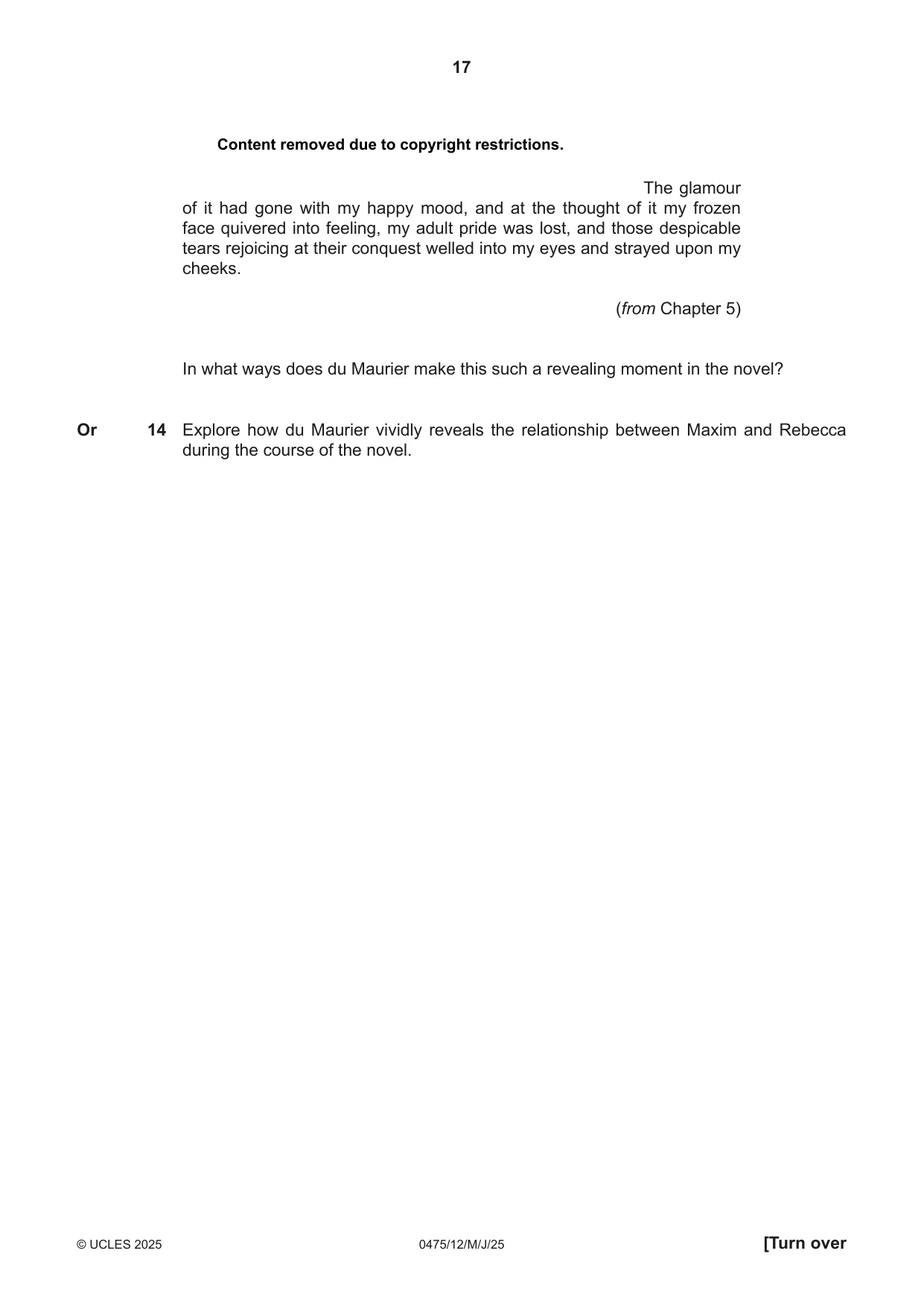 Cambridge IGCSE English - Literature in English 0475 2025 May/June Paper 1 · Variant 2 question paper, page 17 of 28
