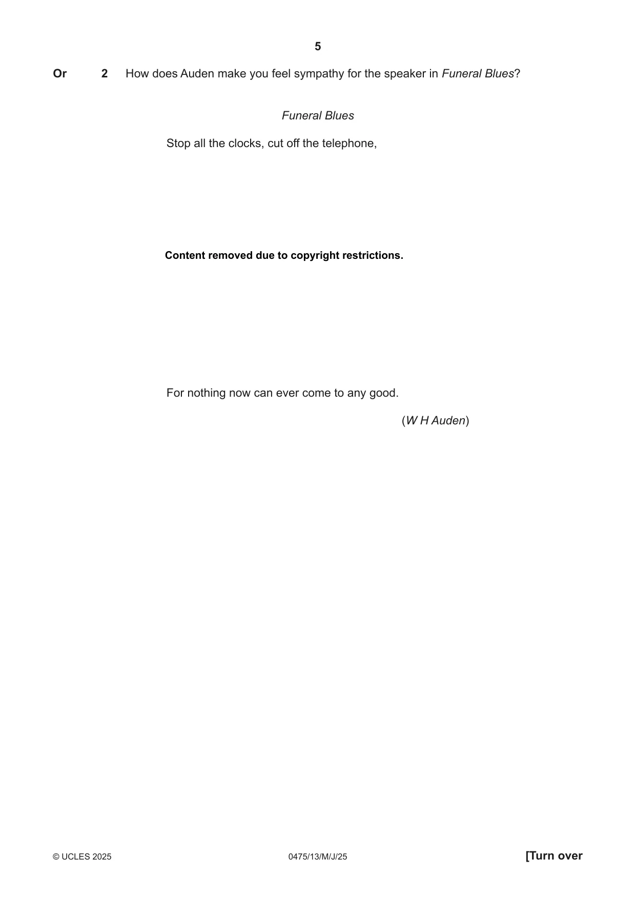 Cambridge IGCSE English - Literature in English 0475 2025 May/June Paper 1 · Variant 3 question paper, page 5 of 28