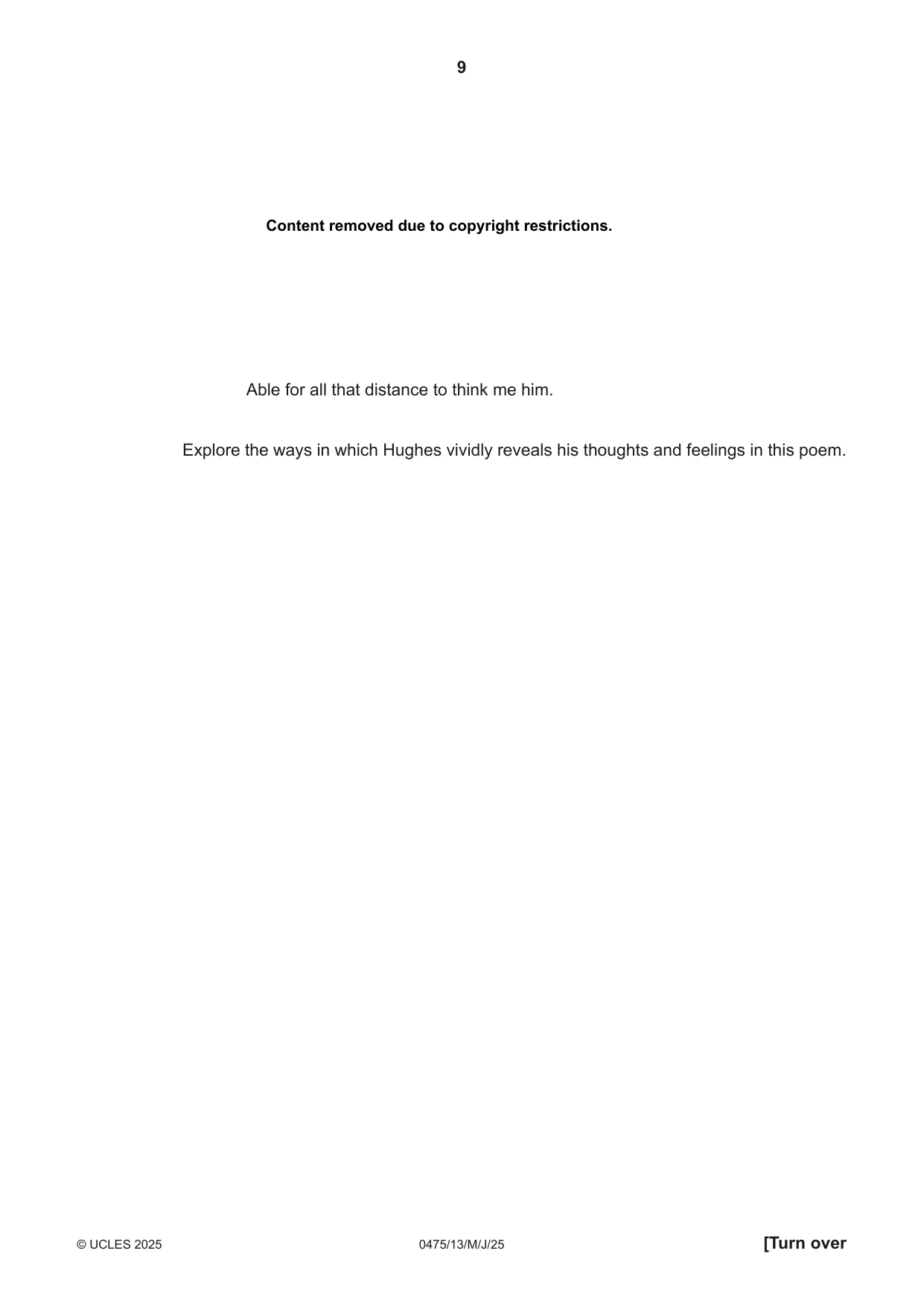 Cambridge IGCSE English - Literature in English 0475 2025 May/June Paper 1 · Variant 3 question paper, page 9 of 28