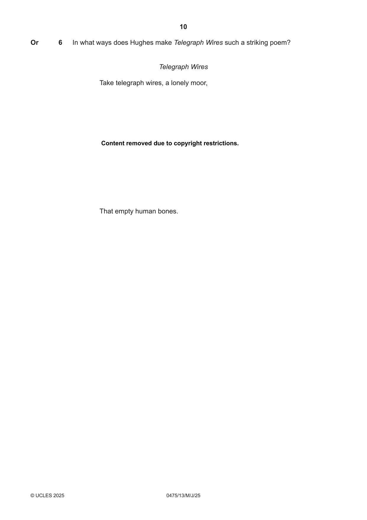 Cambridge IGCSE English - Literature in English 0475 2025 May/June Paper 1 · Variant 3 question paper, page 10 of 28