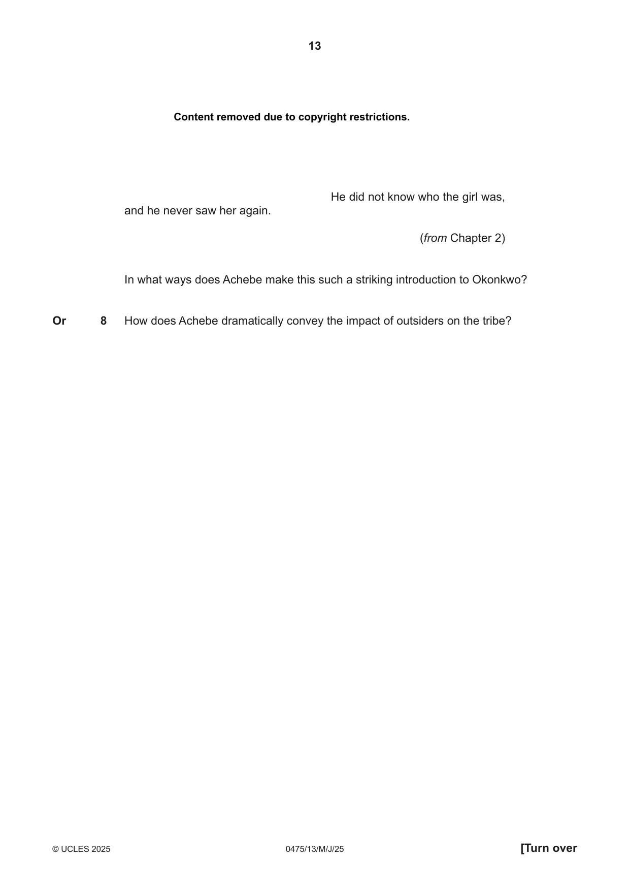 Cambridge IGCSE English - Literature in English 0475 2025 May/June Paper 1 · Variant 3 question paper, page 13 of 28