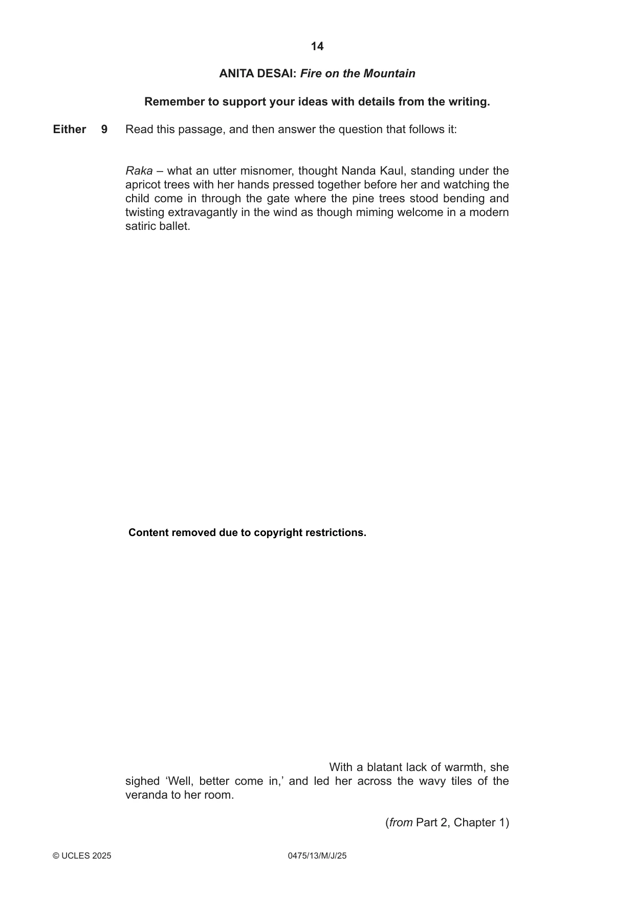 Cambridge IGCSE English - Literature in English 0475 2025 May/June Paper 1 · Variant 3 question paper, page 14 of 28