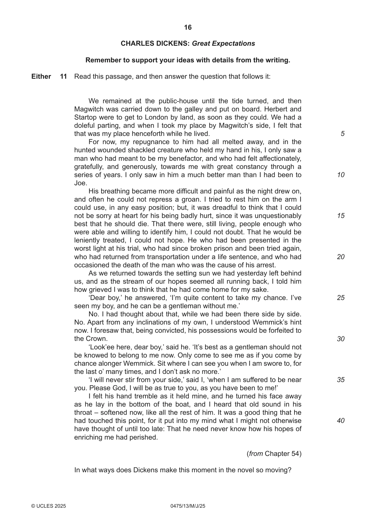Cambridge IGCSE English - Literature in English 0475 2025 May/June Paper 1 · Variant 3 question paper, page 16 of 28