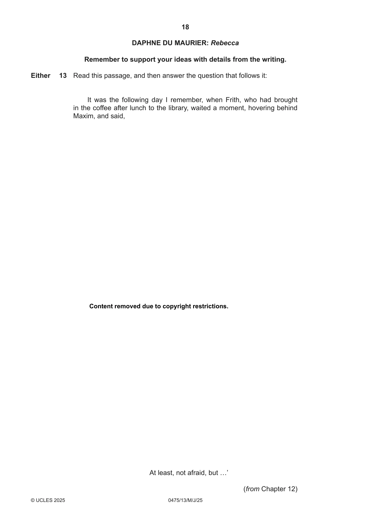 Cambridge IGCSE English - Literature in English 0475 2025 May/June Paper 1 · Variant 3 question paper, page 18 of 28