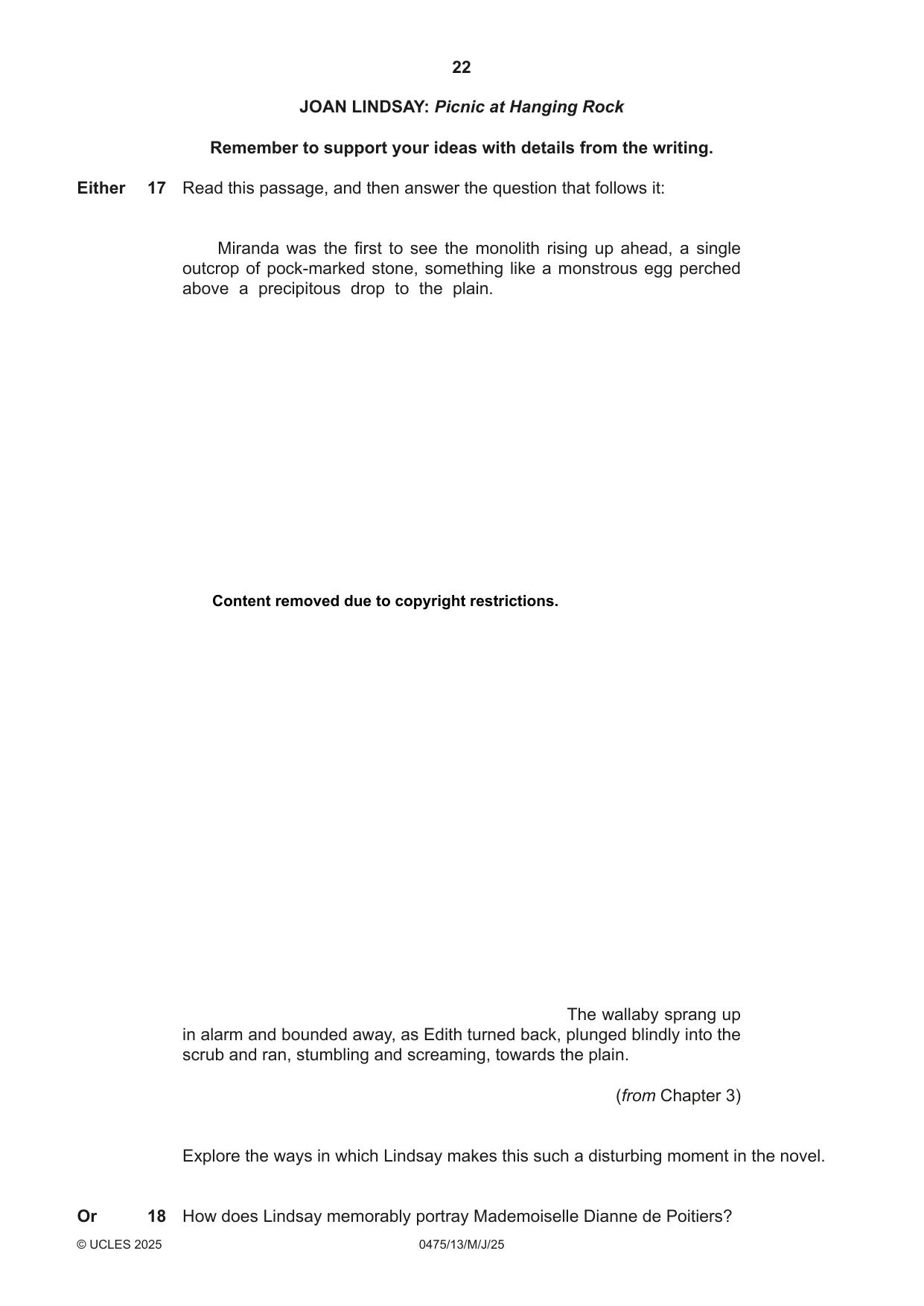 Cambridge IGCSE English - Literature in English 0475 2025 May/June Paper 1 · Variant 3 question paper, page 22 of 28