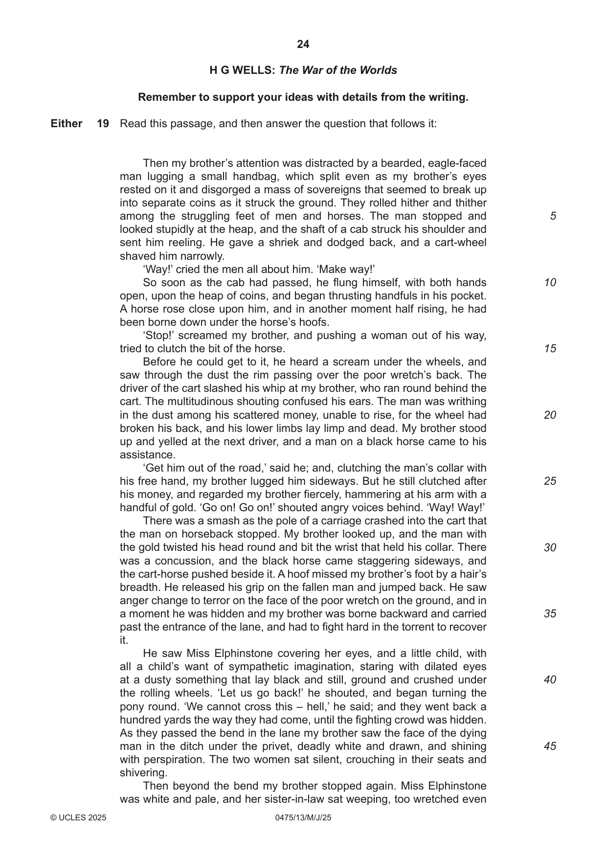 Cambridge IGCSE English - Literature in English 0475 2025 May/June Paper 1 · Variant 3 question paper, page 24 of 28