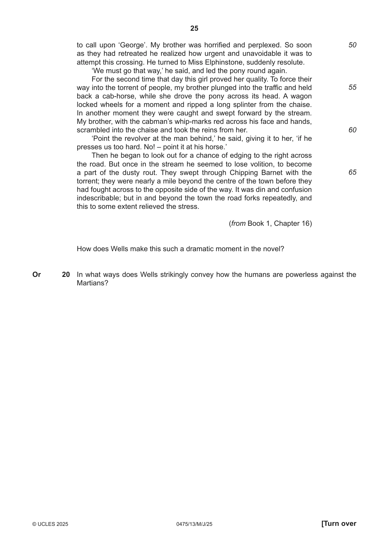 Cambridge IGCSE English - Literature in English 0475 2025 May/June Paper 1 · Variant 3 question paper, page 25 of 28