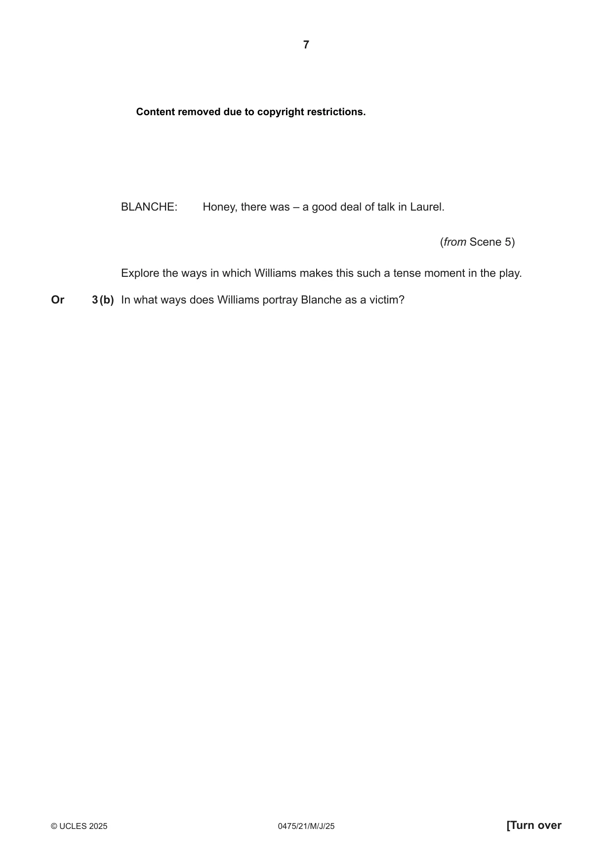 Cambridge IGCSE English - Literature in English 0475 2025 May/June Paper 2 · Variant 1 question paper, page 7 of 12