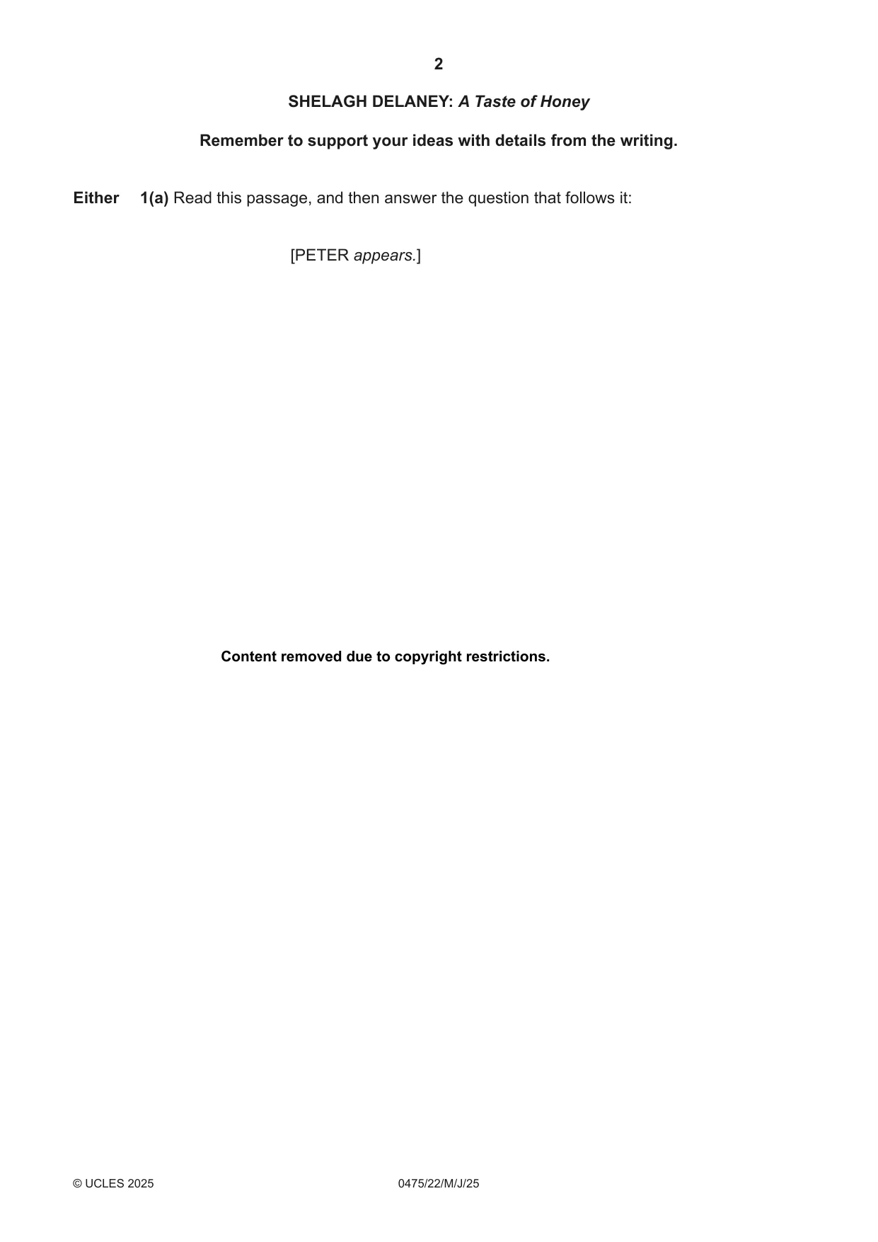 Cambridge IGCSE English - Literature in English 0475 2025 May/June Paper 2 · Variant 2 question paper, page 2 of 12