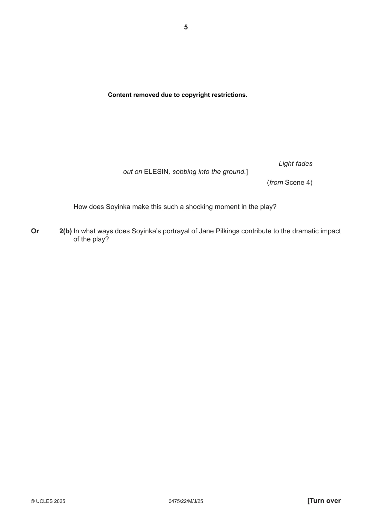 Cambridge IGCSE English - Literature in English 0475 2025 May/June Paper 2 · Variant 2 question paper, page 5 of 12