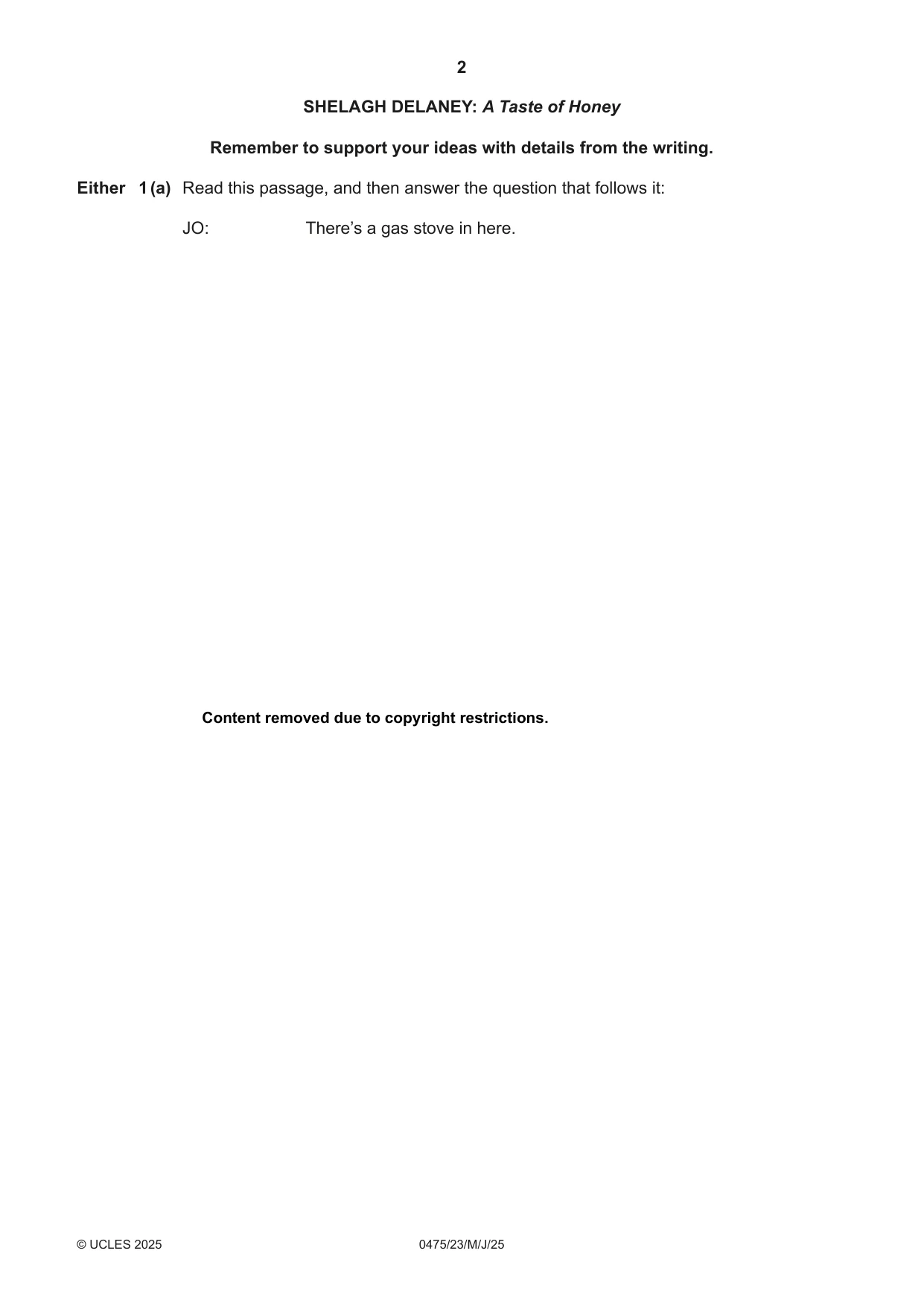 Cambridge IGCSE English - Literature in English 0475 2025 May/June Paper 2 · Variant 3 question paper, page 2 of 12