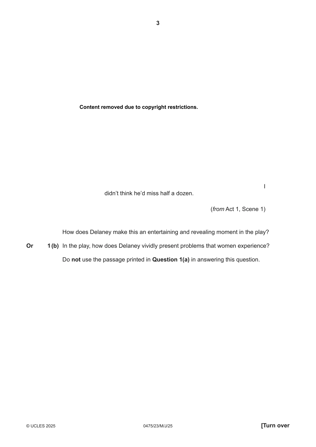 Cambridge IGCSE English - Literature in English 0475 2025 May/June Paper 2 · Variant 3 question paper, page 3 of 12