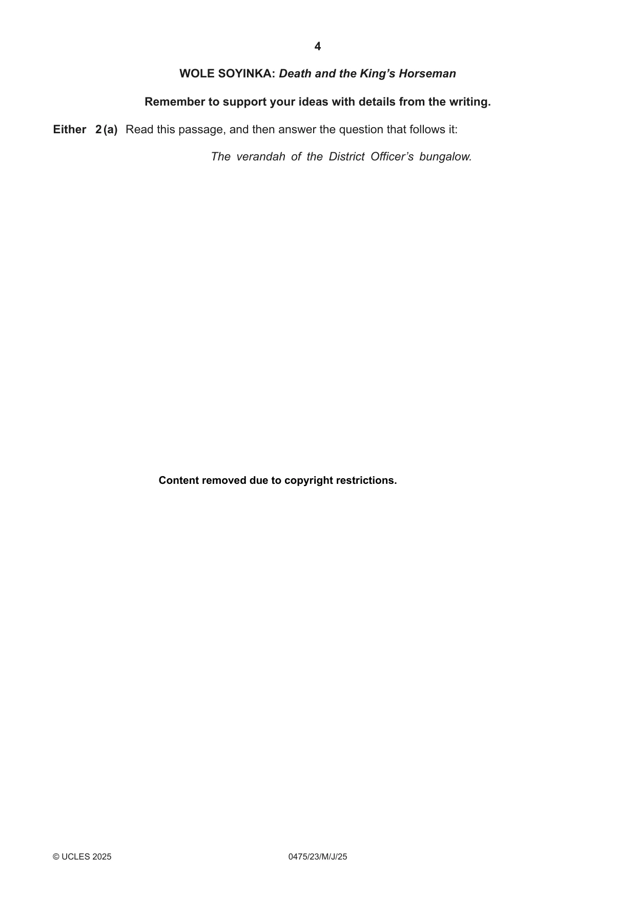 Cambridge IGCSE English - Literature in English 0475 2025 May/June Paper 2 · Variant 3 question paper, page 4 of 12