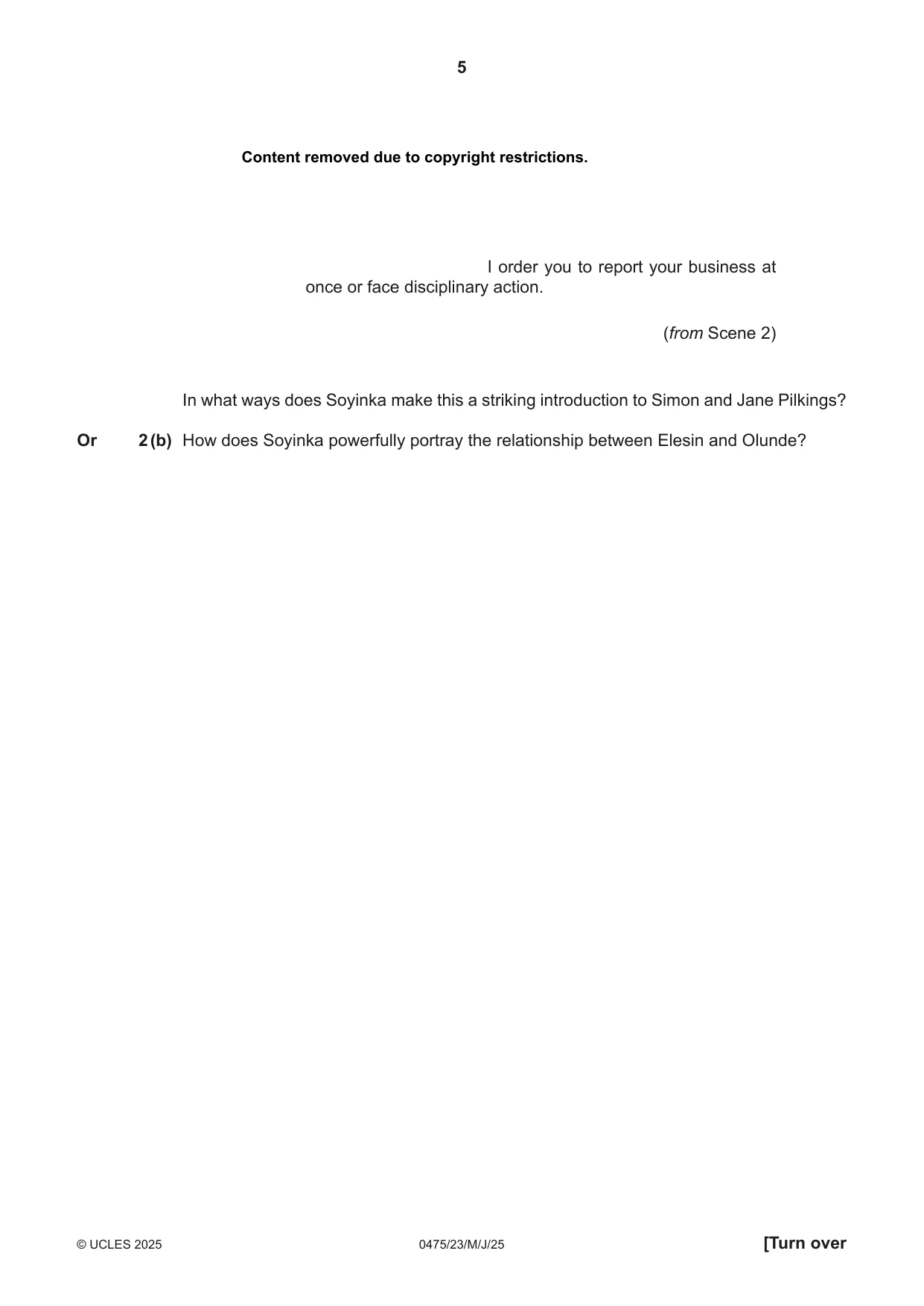 Cambridge IGCSE English - Literature in English 0475 2025 May/June Paper 2 · Variant 3 question paper, page 5 of 12