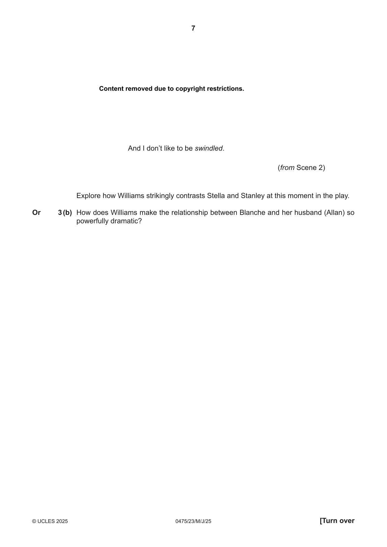 Cambridge IGCSE English - Literature in English 0475 2025 May/June Paper 2 · Variant 3 question paper, page 7 of 12