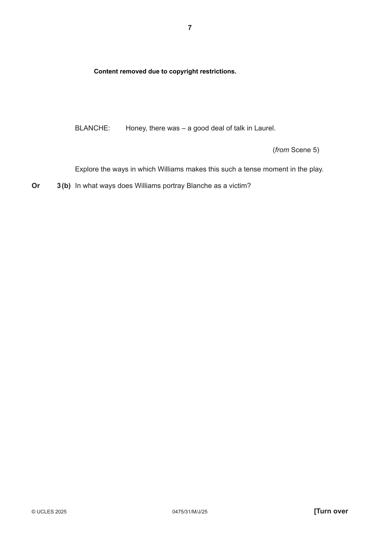 Cambridge IGCSE English - Literature in English 0475 2025 May/June Paper 3 · Variant 1 question paper, page 7 of 12