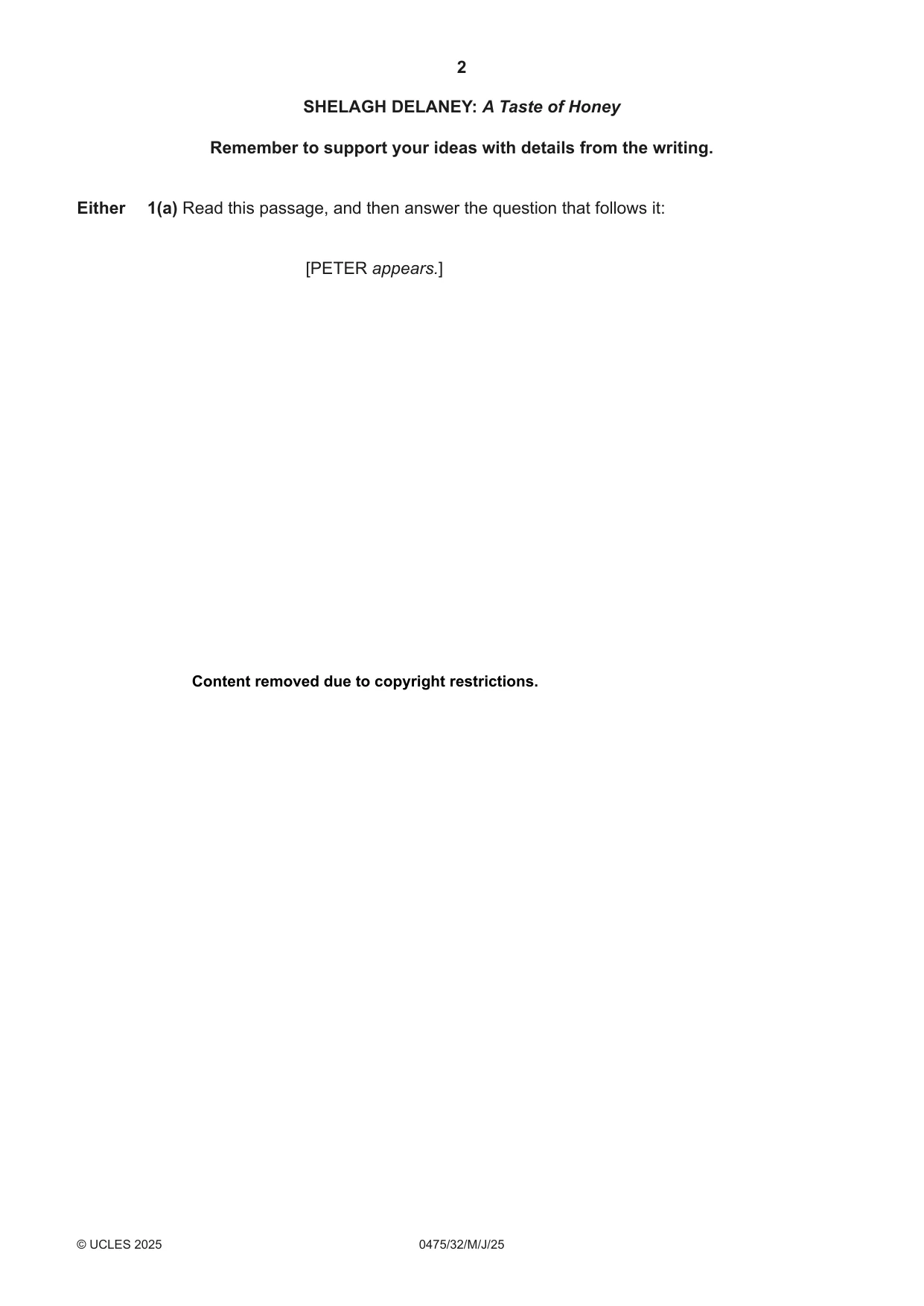 Cambridge IGCSE English - Literature in English 0475 2025 May/June Paper 3 · Variant 2 question paper, page 2 of 12