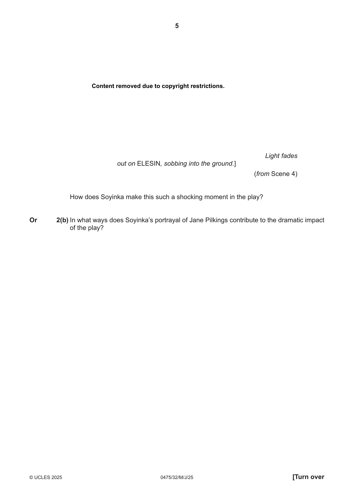 Cambridge IGCSE English - Literature in English 0475 2025 May/June Paper 3 · Variant 2 question paper, page 5 of 12