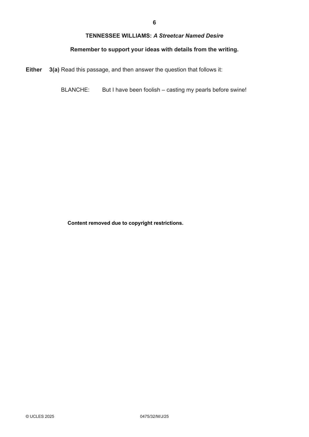Cambridge IGCSE English - Literature in English 0475 2025 May/June Paper 3 · Variant 2 question paper, page 6 of 12