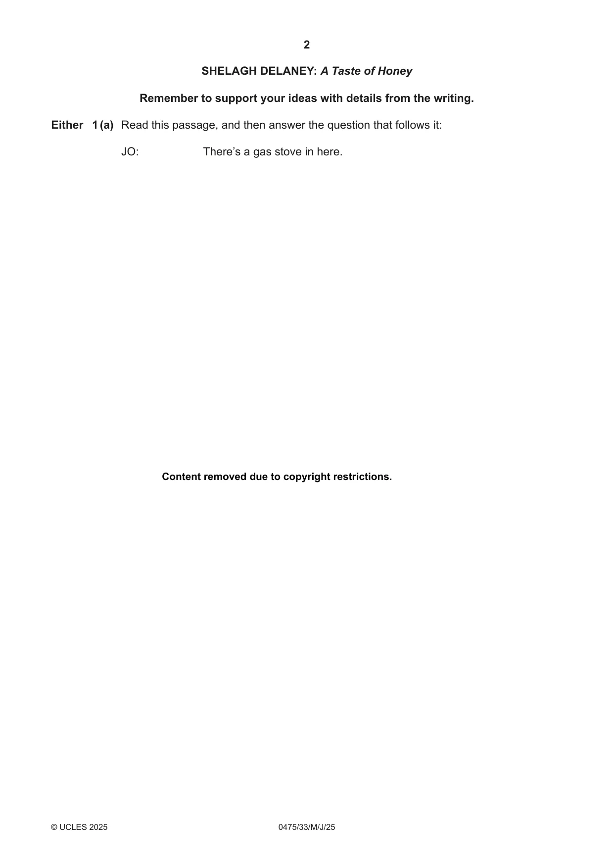 Cambridge IGCSE English - Literature in English 0475 2025 May/June Paper 3 · Variant 3 question paper, page 2 of 12