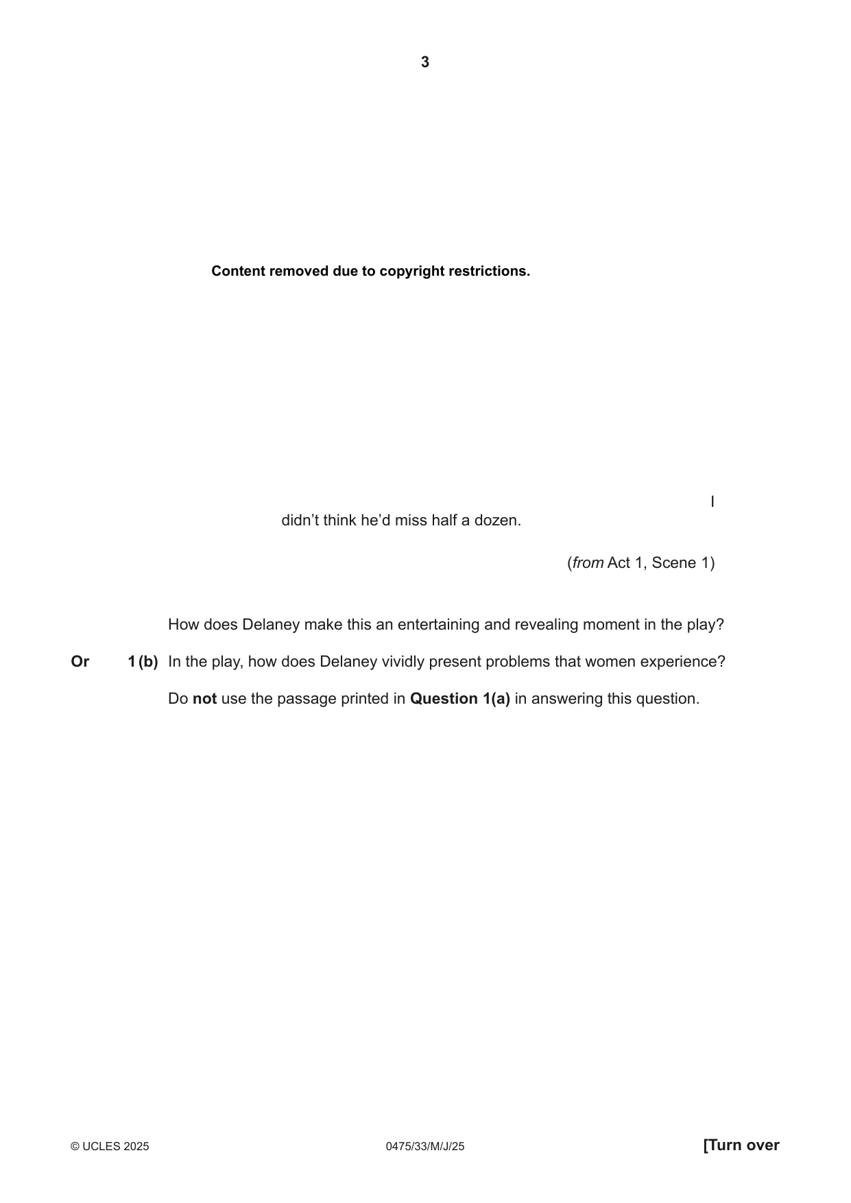 Cambridge IGCSE English - Literature in English 0475 2025 May/June Paper 3 · Variant 3 question paper, page 3 of 12