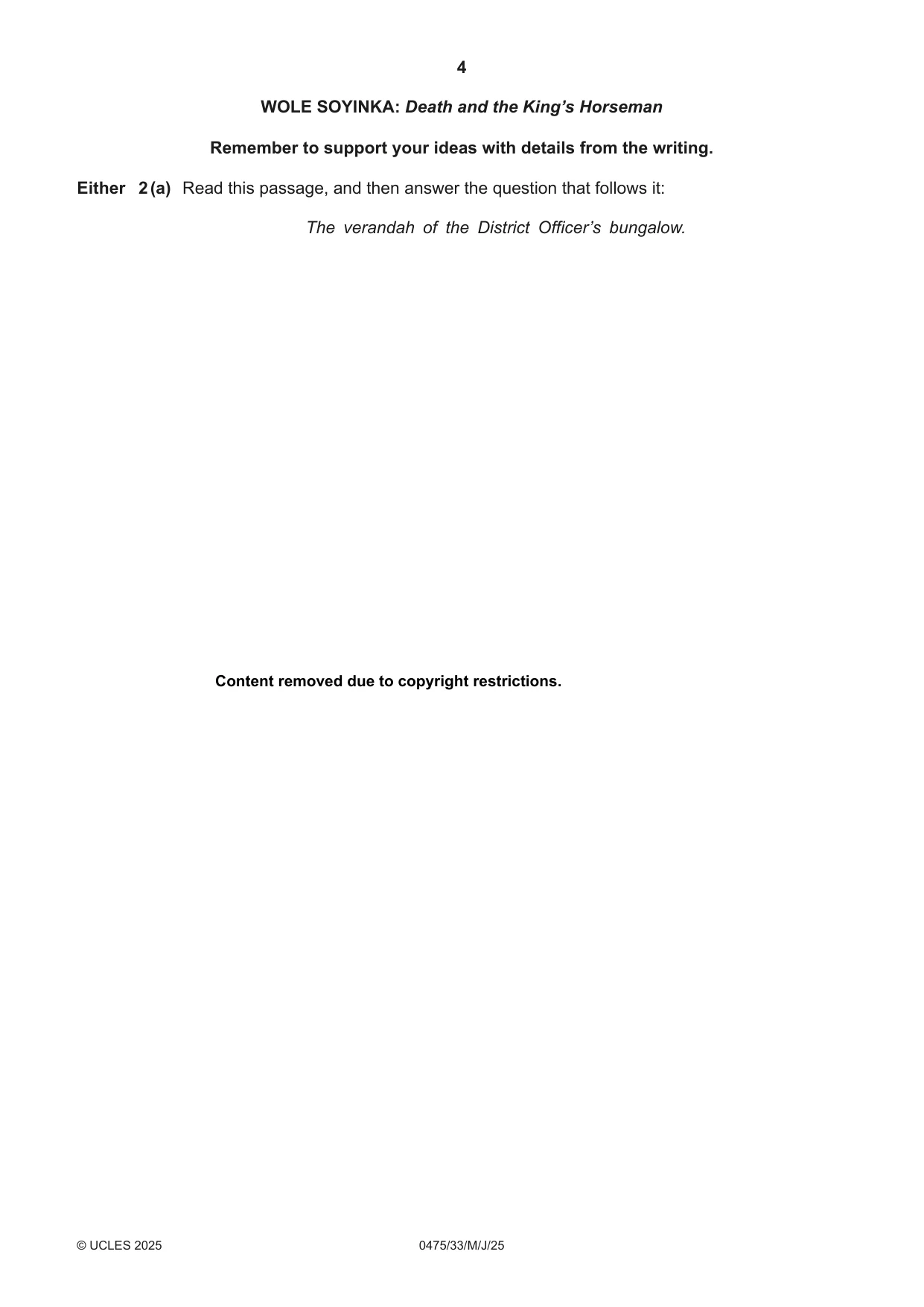 Cambridge IGCSE English - Literature in English 0475 2025 May/June Paper 3 · Variant 3 question paper, page 4 of 12