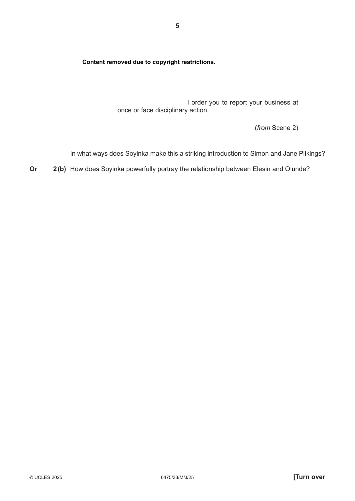 Cambridge IGCSE English - Literature in English 0475 2025 May/June Paper 3 · Variant 3 question paper, page 5 of 12