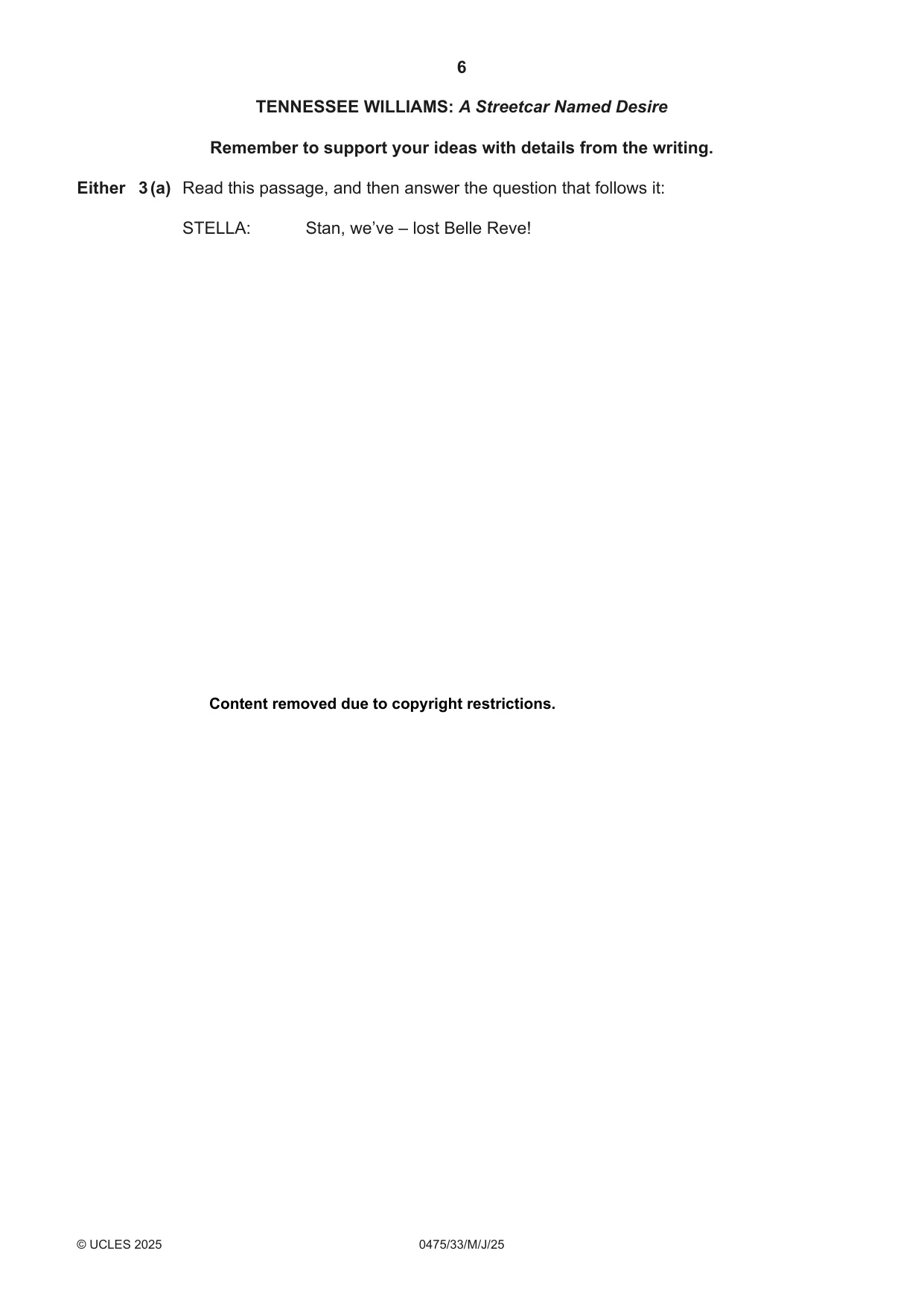 Cambridge IGCSE English - Literature in English 0475 2025 May/June Paper 3 · Variant 3 question paper, page 6 of 12