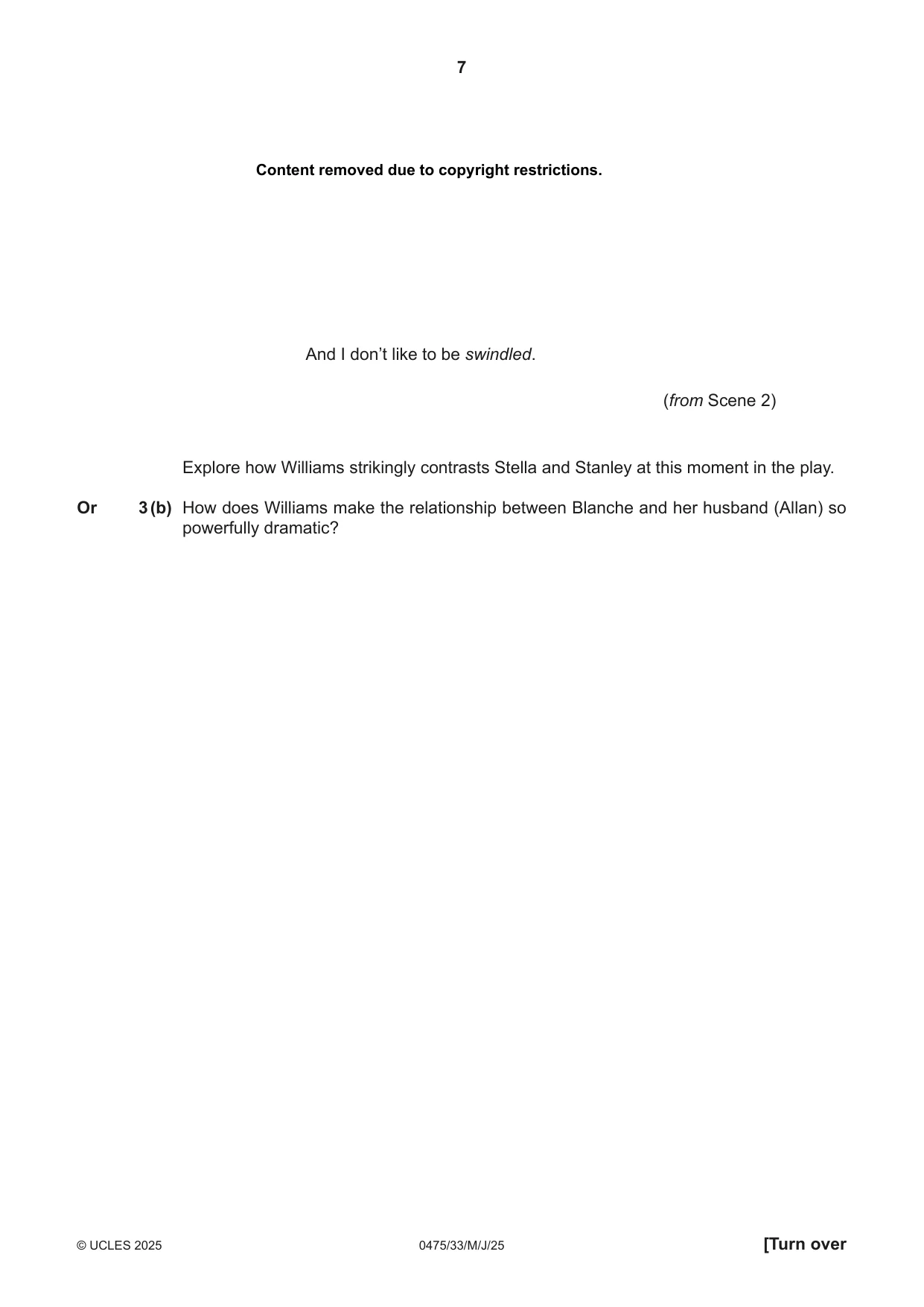 Cambridge IGCSE English - Literature in English 0475 2025 May/June Paper 3 · Variant 3 question paper, page 7 of 12