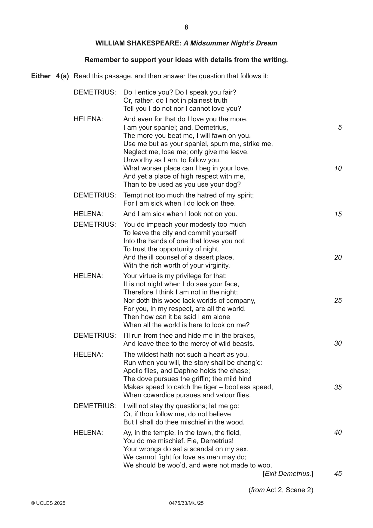 Cambridge IGCSE English - Literature in English 0475 2025 May/June Paper 3 · Variant 3 question paper, page 8 of 12