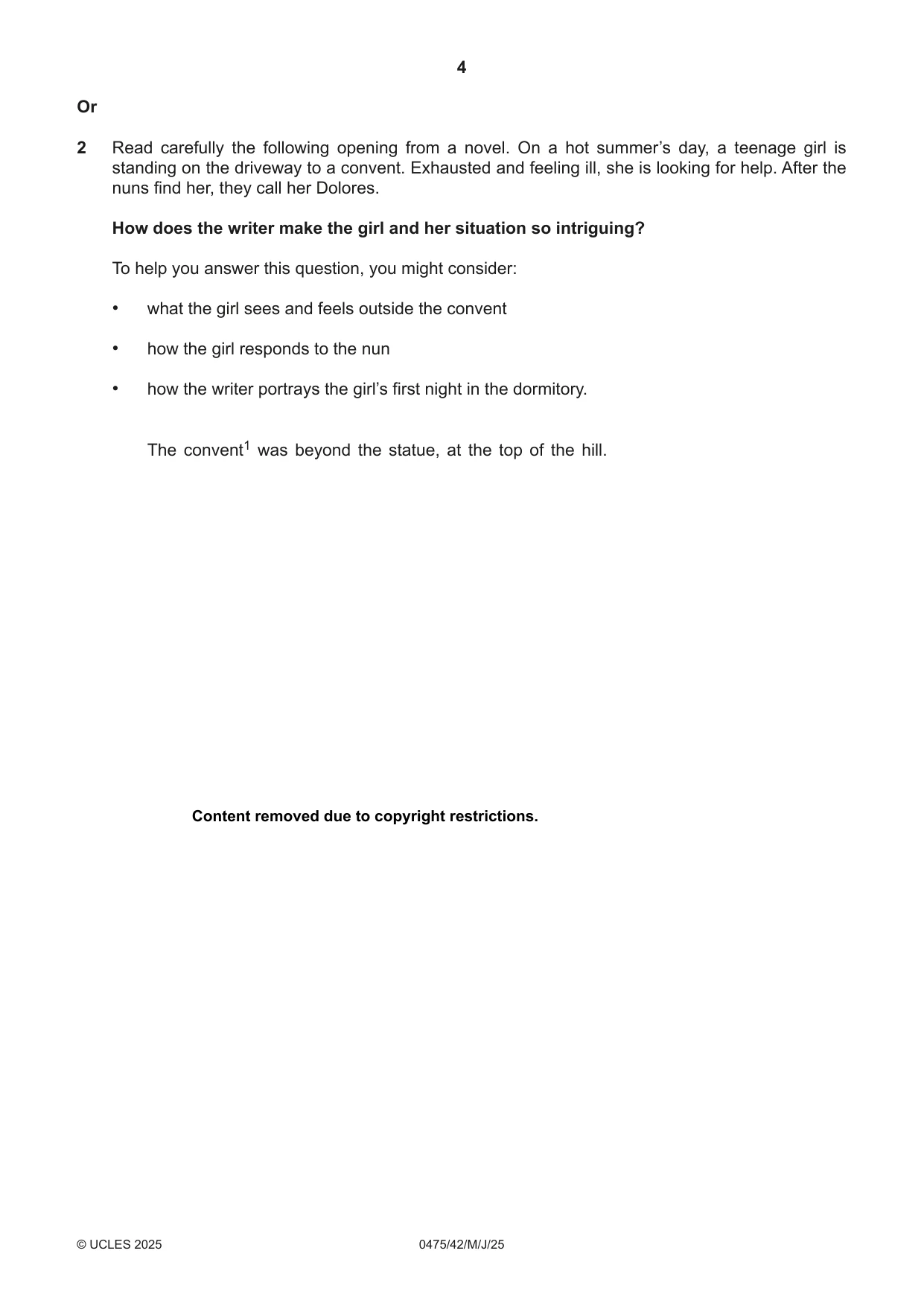 Cambridge IGCSE English - Literature in English 0475 2025 May/June Paper 4 · Variant 2 question paper, page 4 of 8