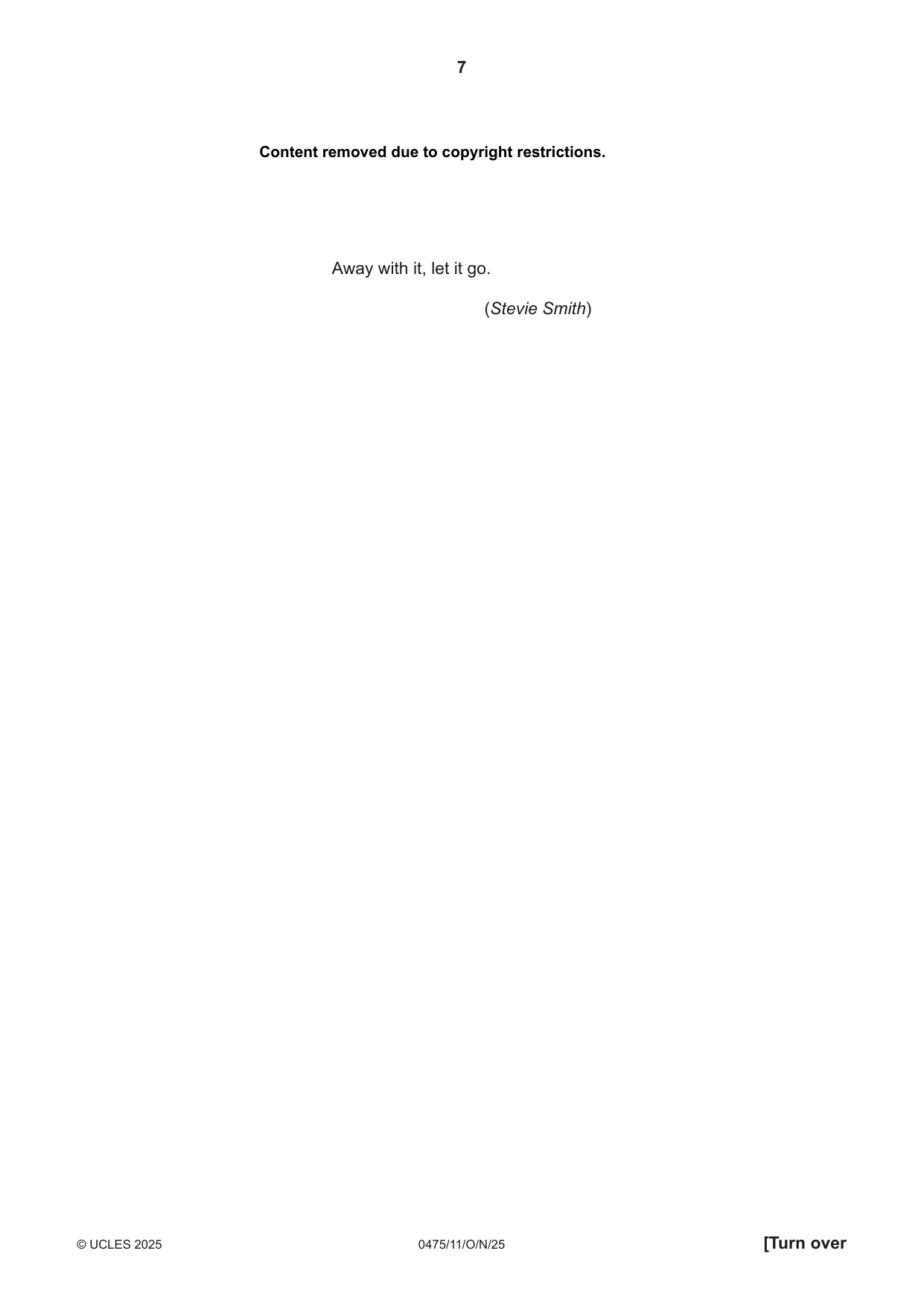 Cambridge IGCSE English - Literature in English 0475 2025 Oct/Nov Paper 1 · Variant 1 question paper, page 7 of 32