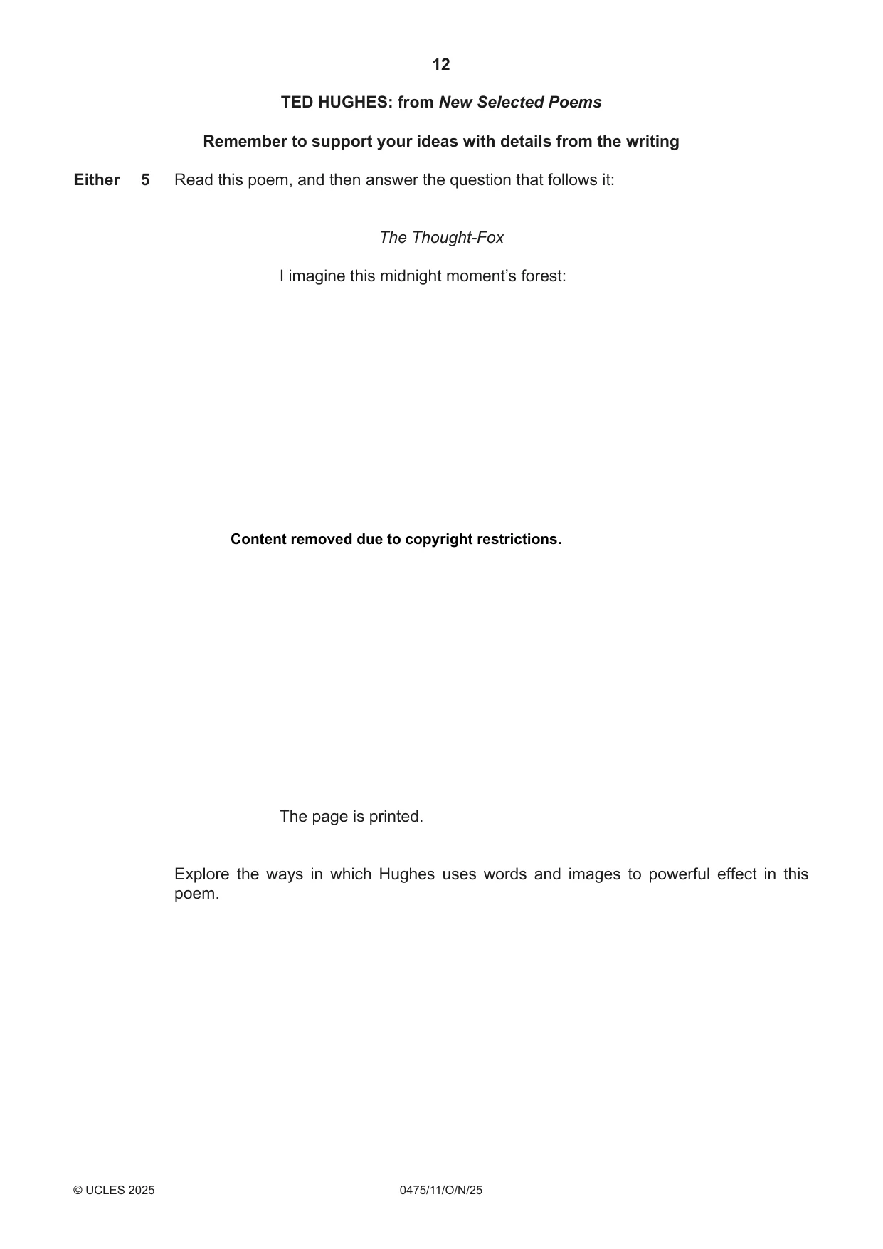 Cambridge IGCSE English - Literature in English 0475 2025 Oct/Nov Paper 1 · Variant 1 question paper, page 12 of 32
