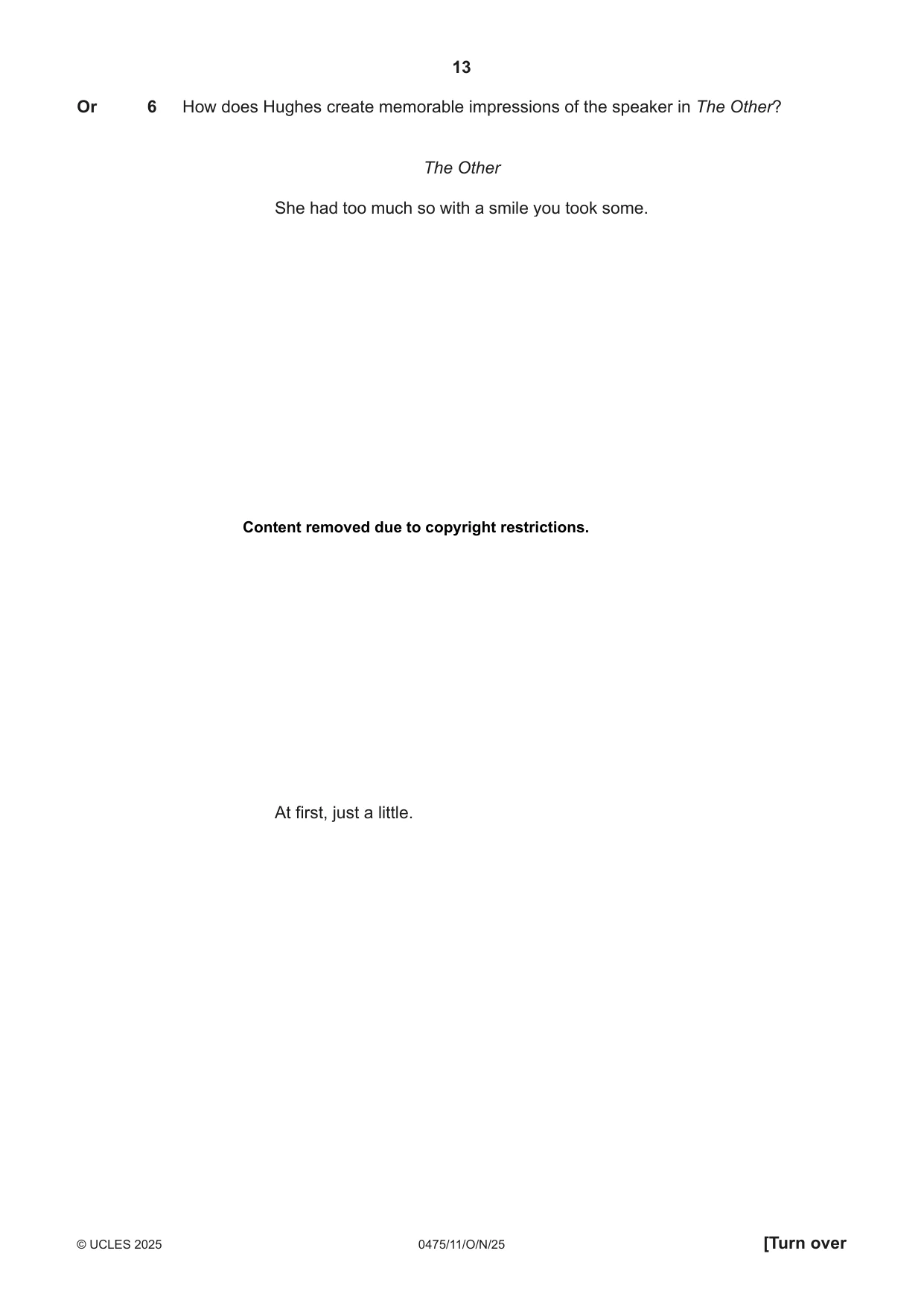 Cambridge IGCSE English - Literature in English 0475 2025 Oct/Nov Paper 1 · Variant 1 question paper, page 13 of 32