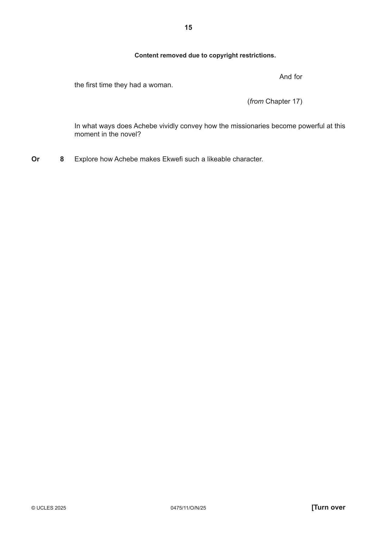Cambridge IGCSE English - Literature in English 0475 2025 Oct/Nov Paper 1 · Variant 1 question paper, page 15 of 32