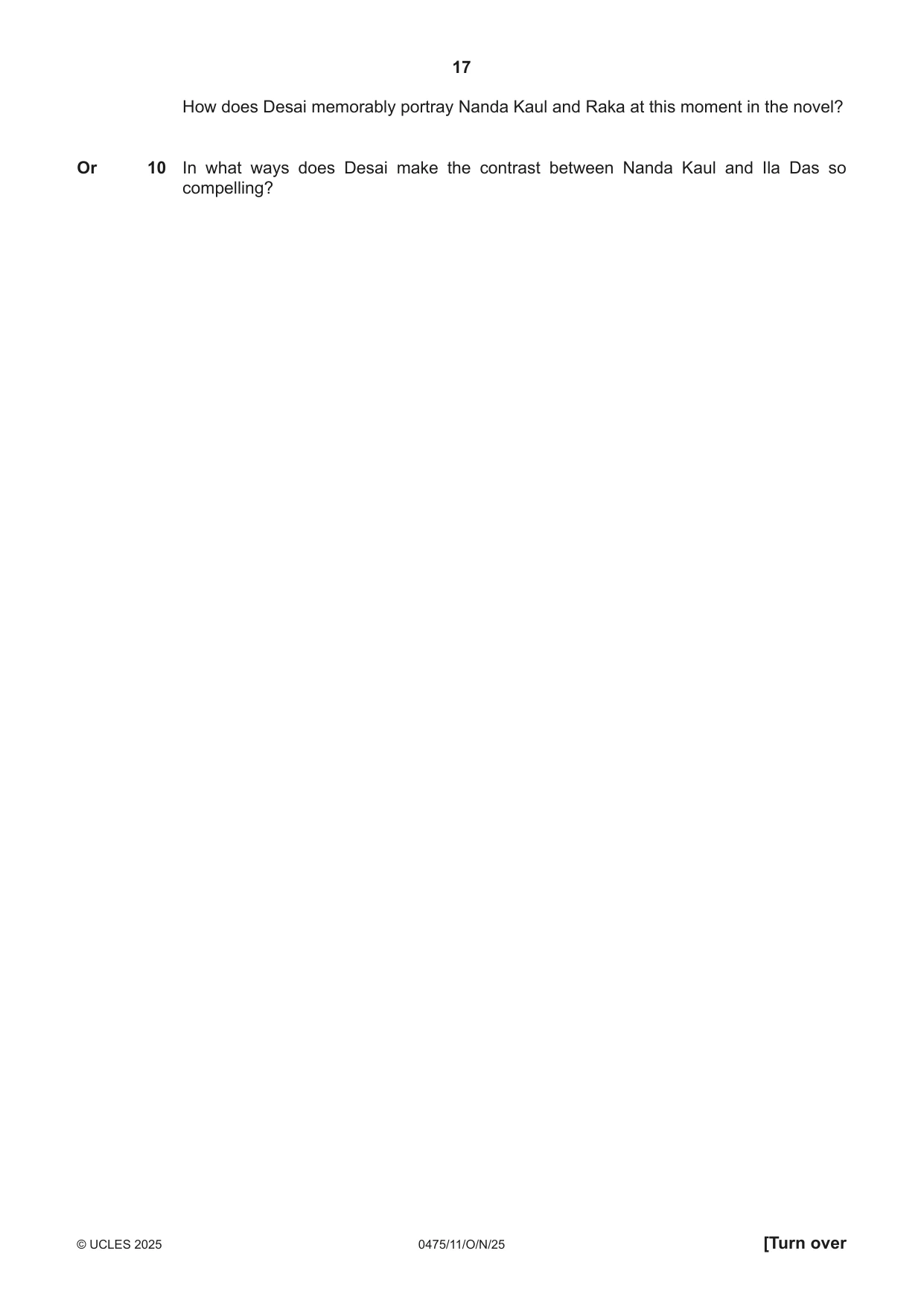 Cambridge IGCSE English - Literature in English 0475 2025 Oct/Nov Paper 1 · Variant 1 question paper, page 17 of 32