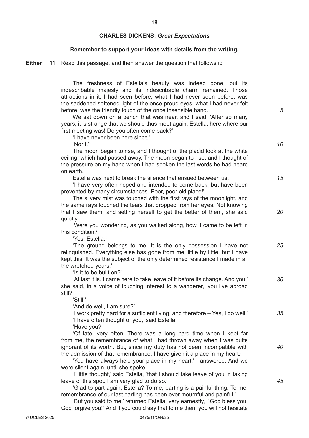 Cambridge IGCSE English - Literature in English 0475 2025 Oct/Nov Paper 1 · Variant 1 question paper, page 18 of 32