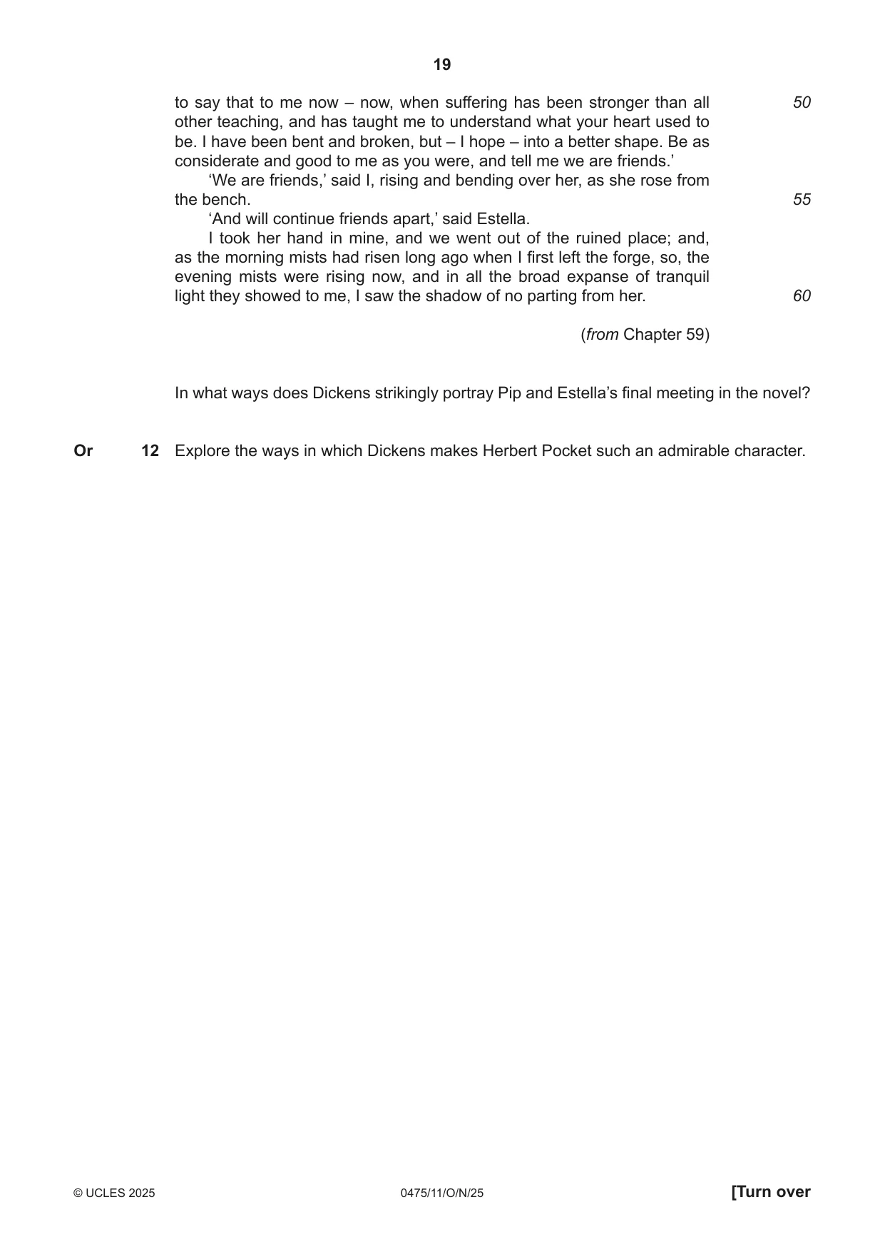 Cambridge IGCSE English - Literature in English 0475 2025 Oct/Nov Paper 1 · Variant 1 question paper, page 19 of 32