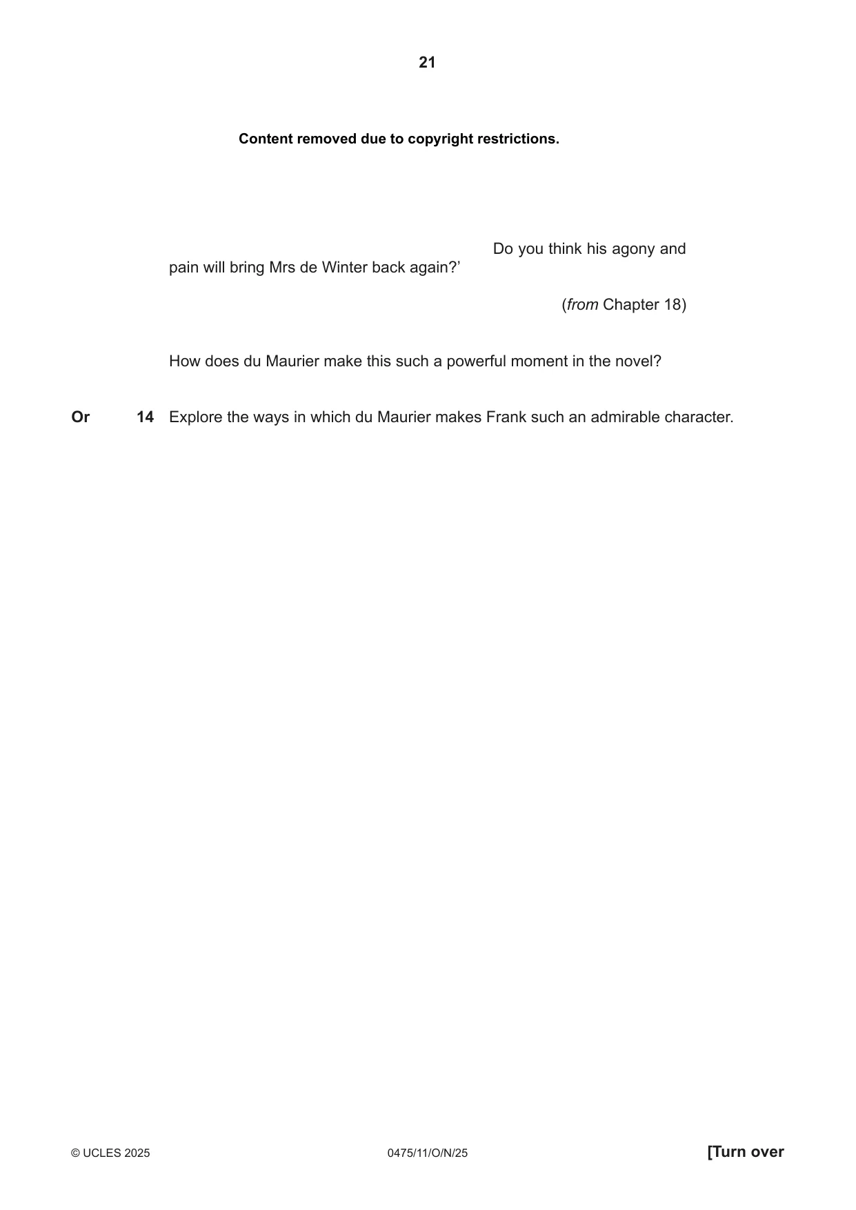 Cambridge IGCSE English - Literature in English 0475 2025 Oct/Nov Paper 1 · Variant 1 question paper, page 21 of 32