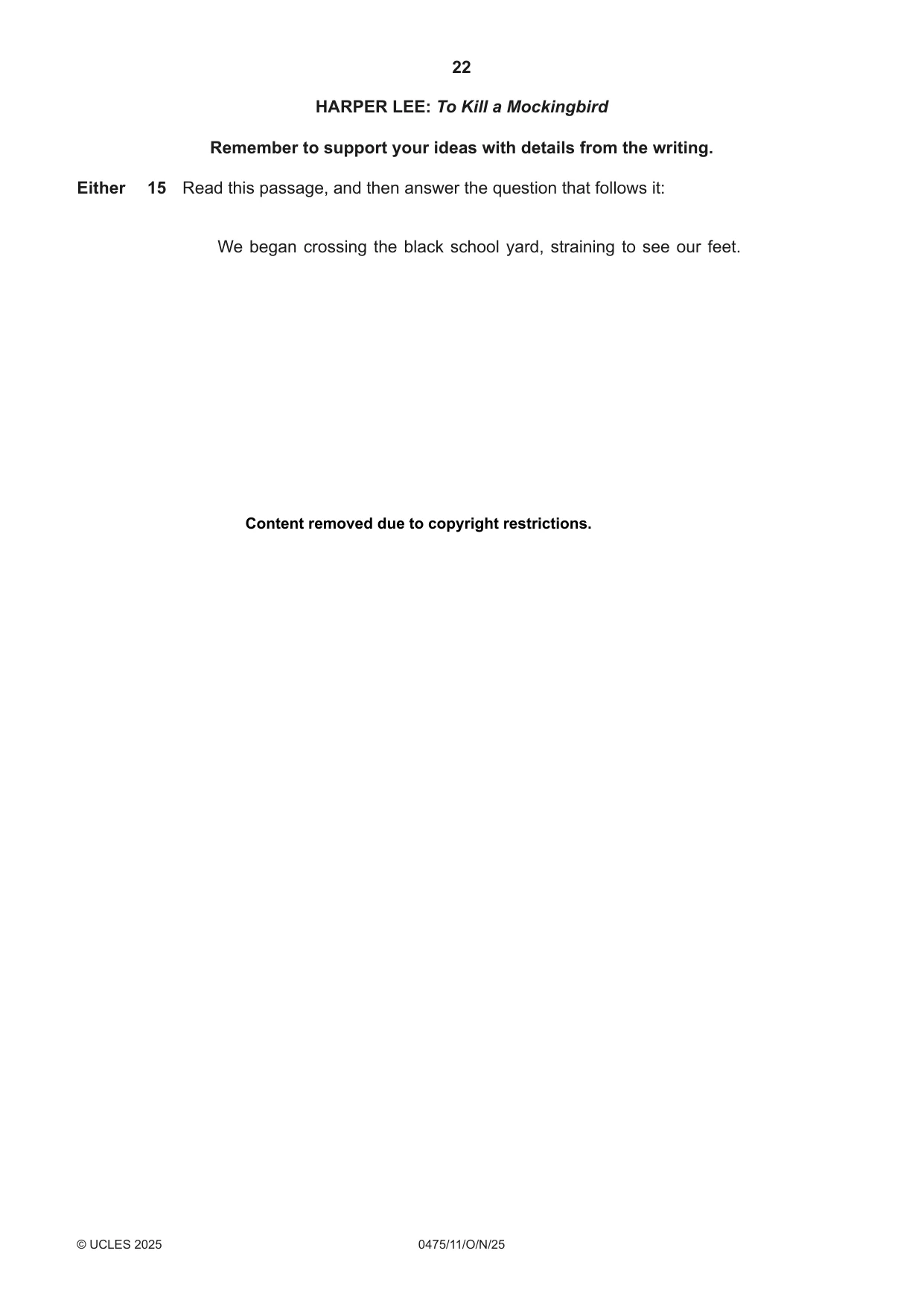 Cambridge IGCSE English - Literature in English 0475 2025 Oct/Nov Paper 1 · Variant 1 question paper, page 22 of 32